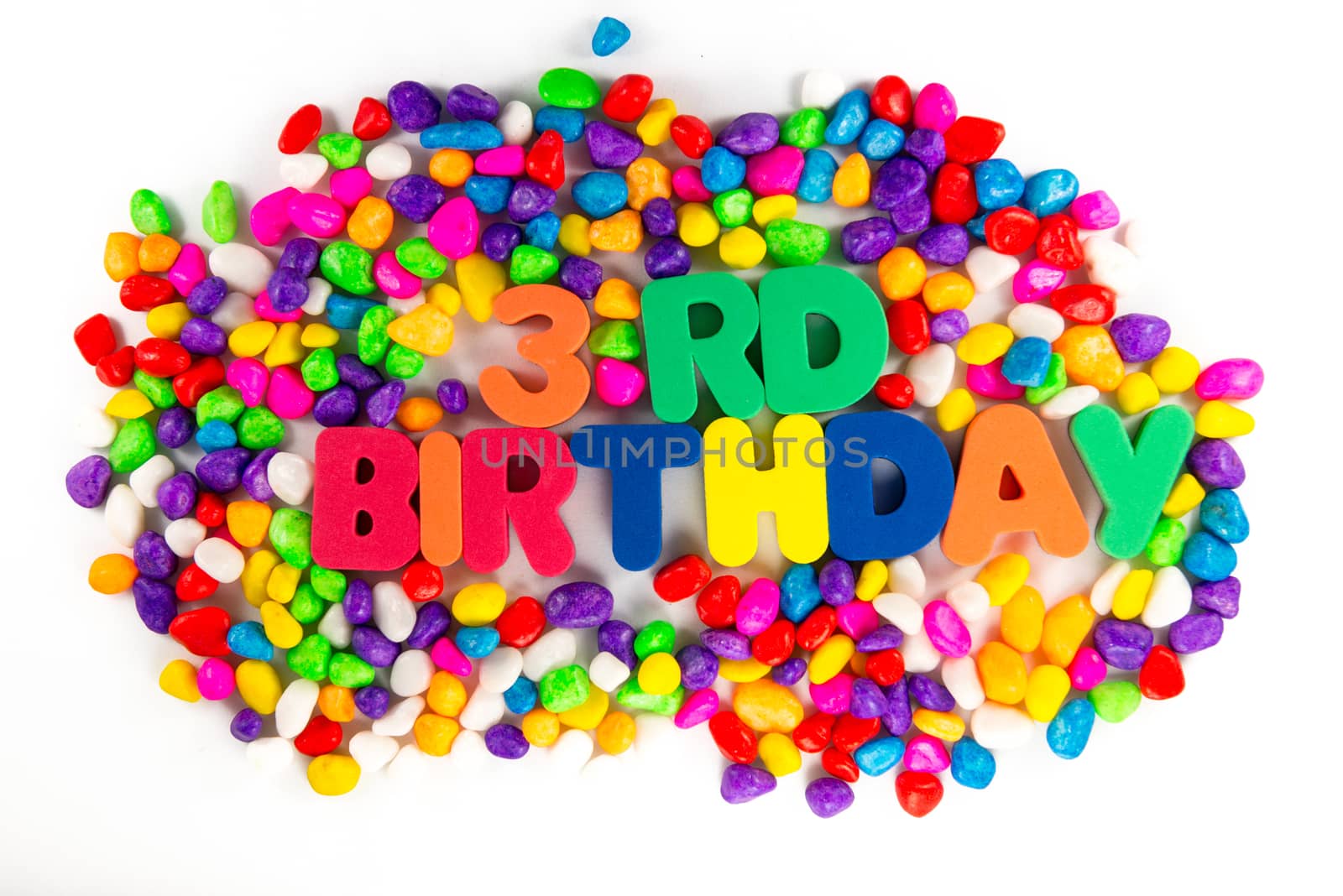 third birthday word in colorful stone by sohel.parvez@hotmail.com