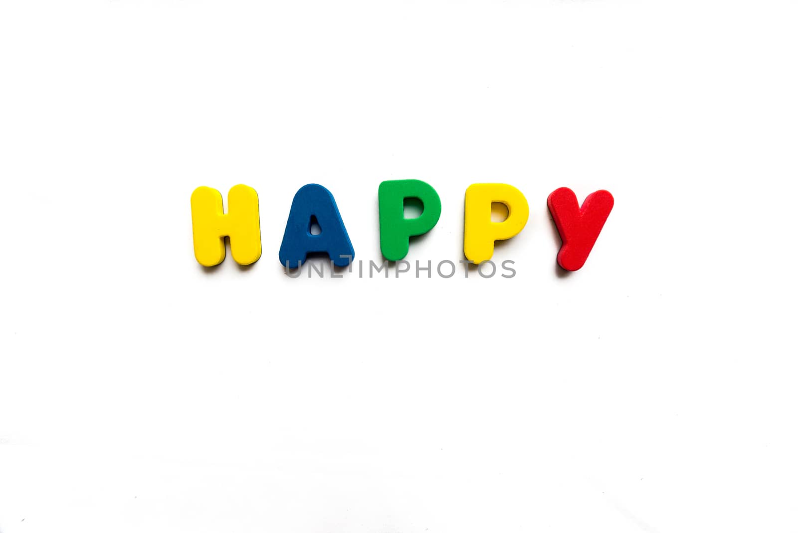 happy word in white background