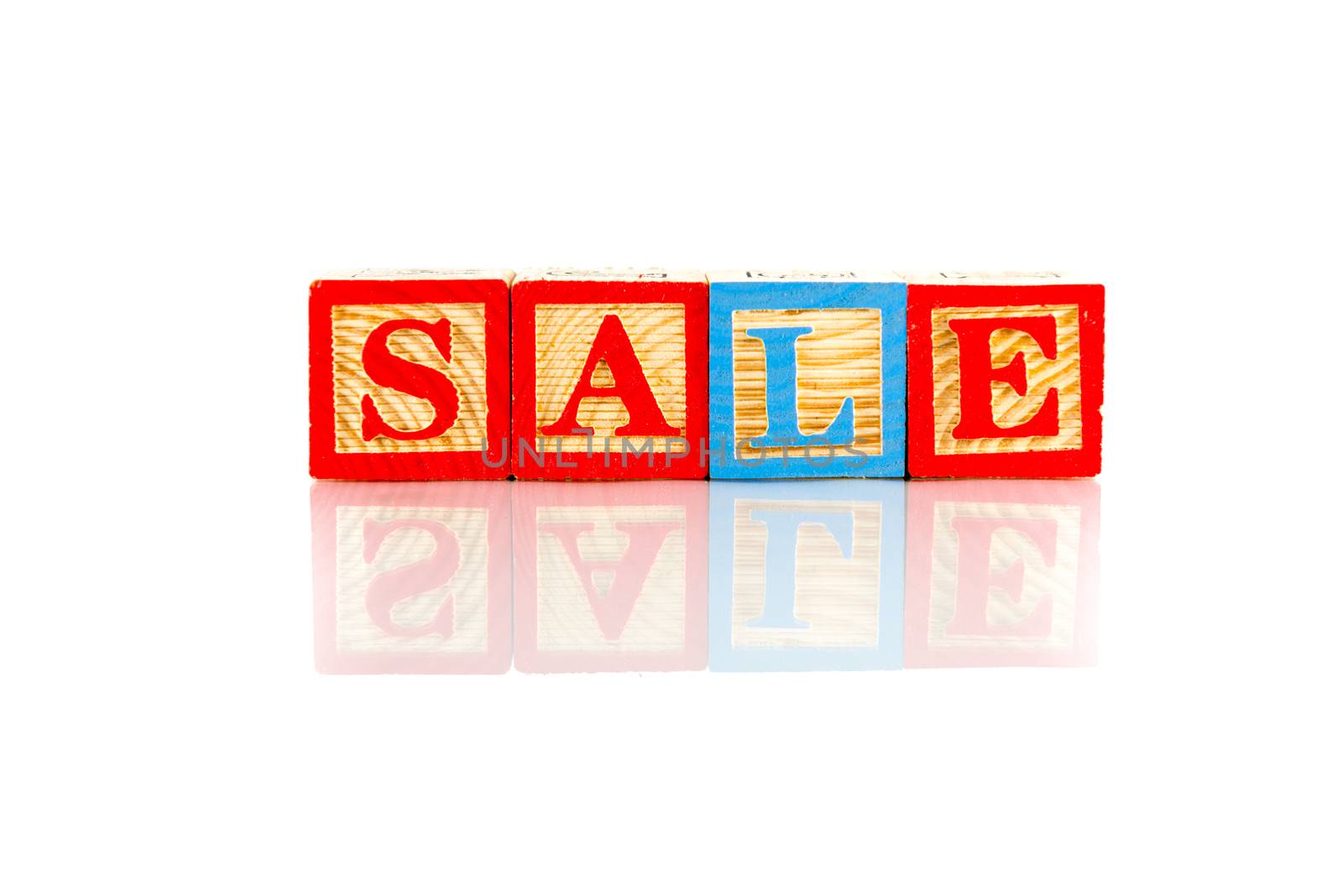 Sale reflection on white background