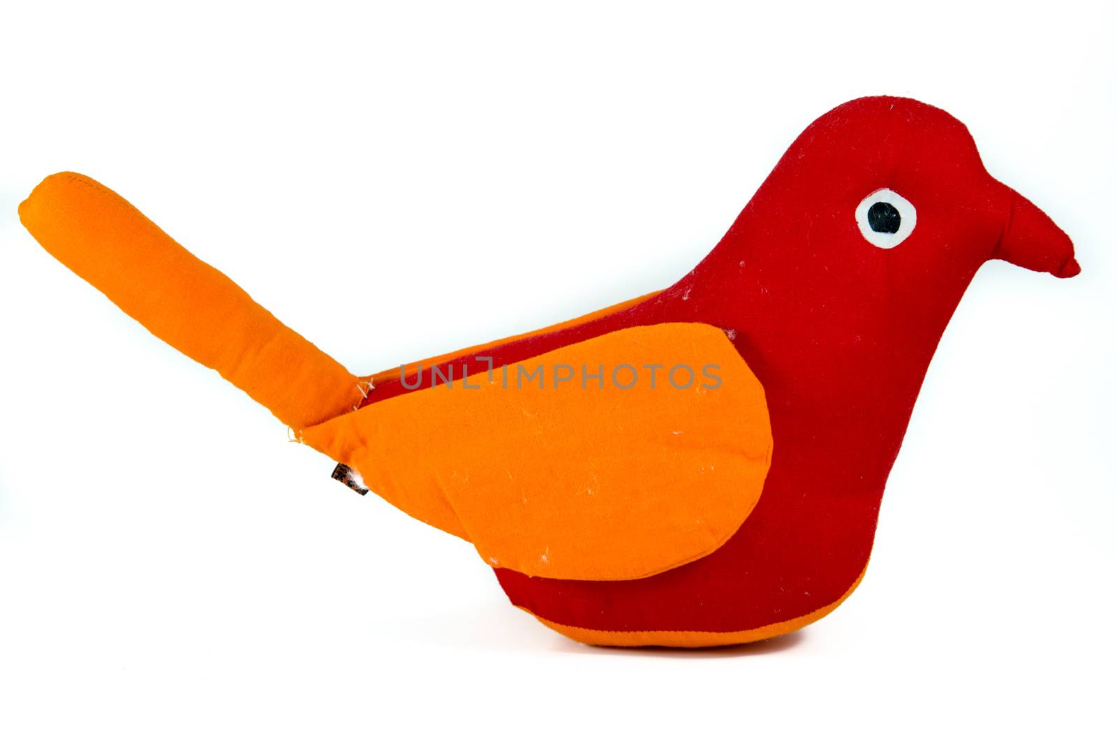 Green Origami bird robin isoated on white background