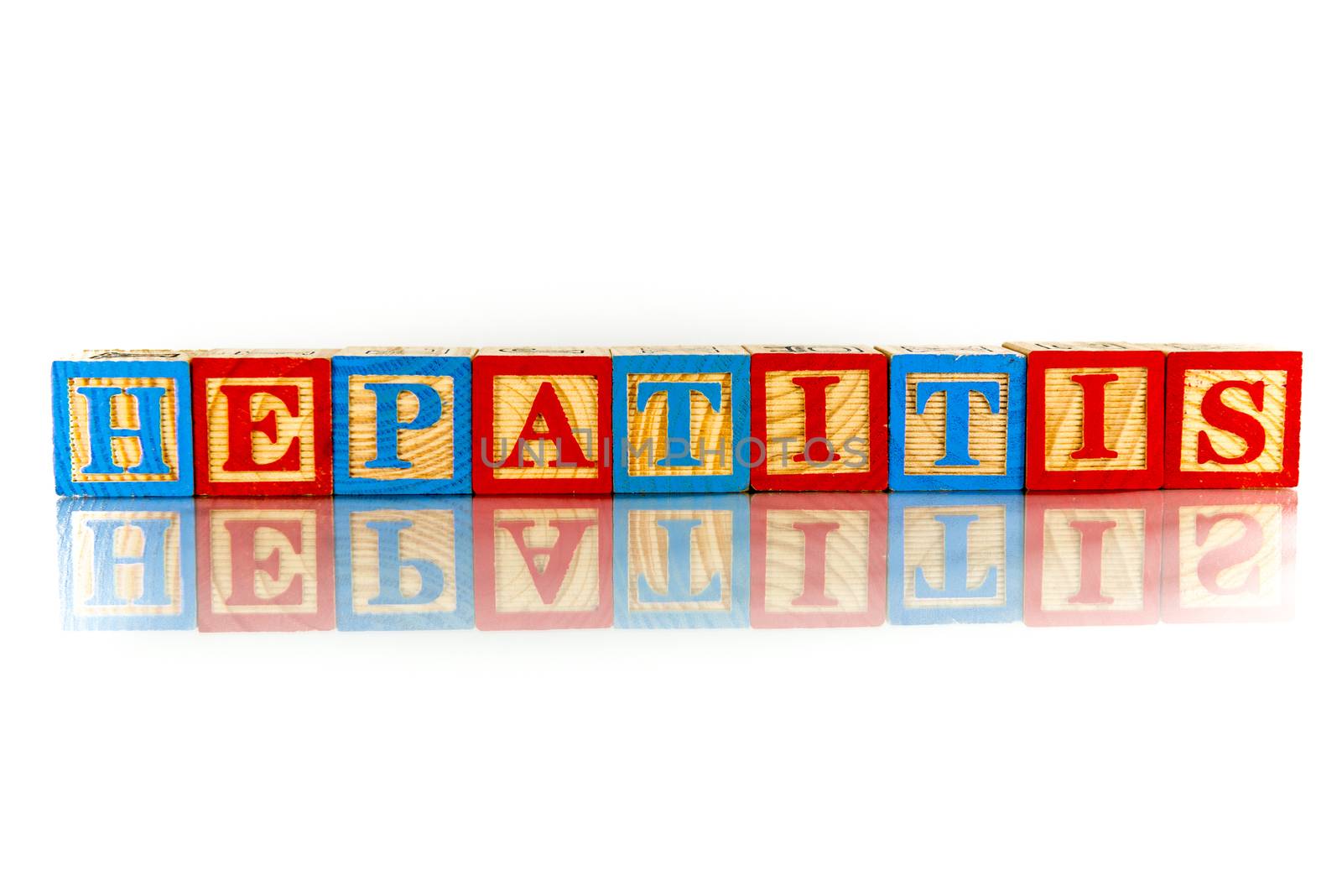 hepatitis word reflection on the white background