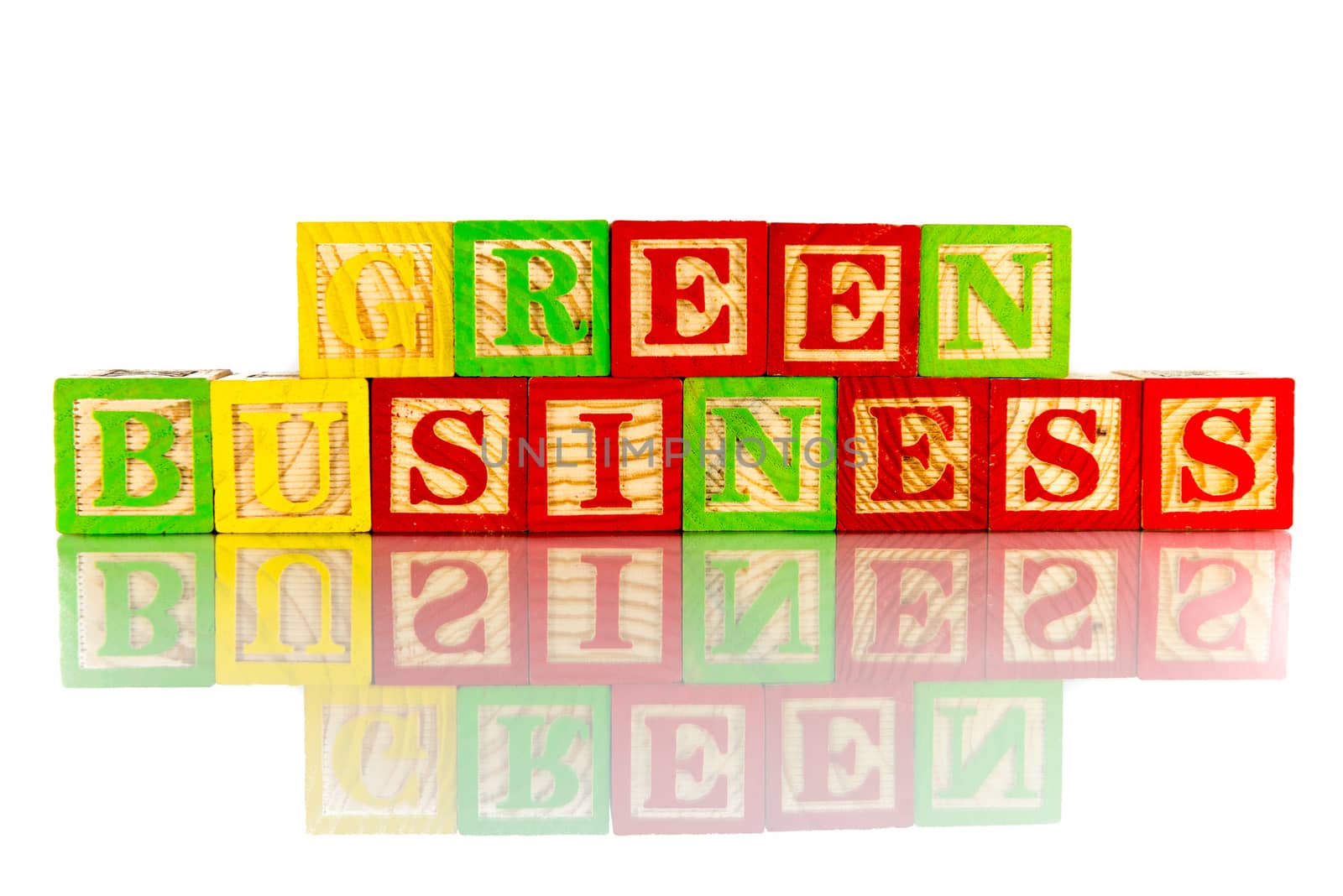 green business colorful word on the white background