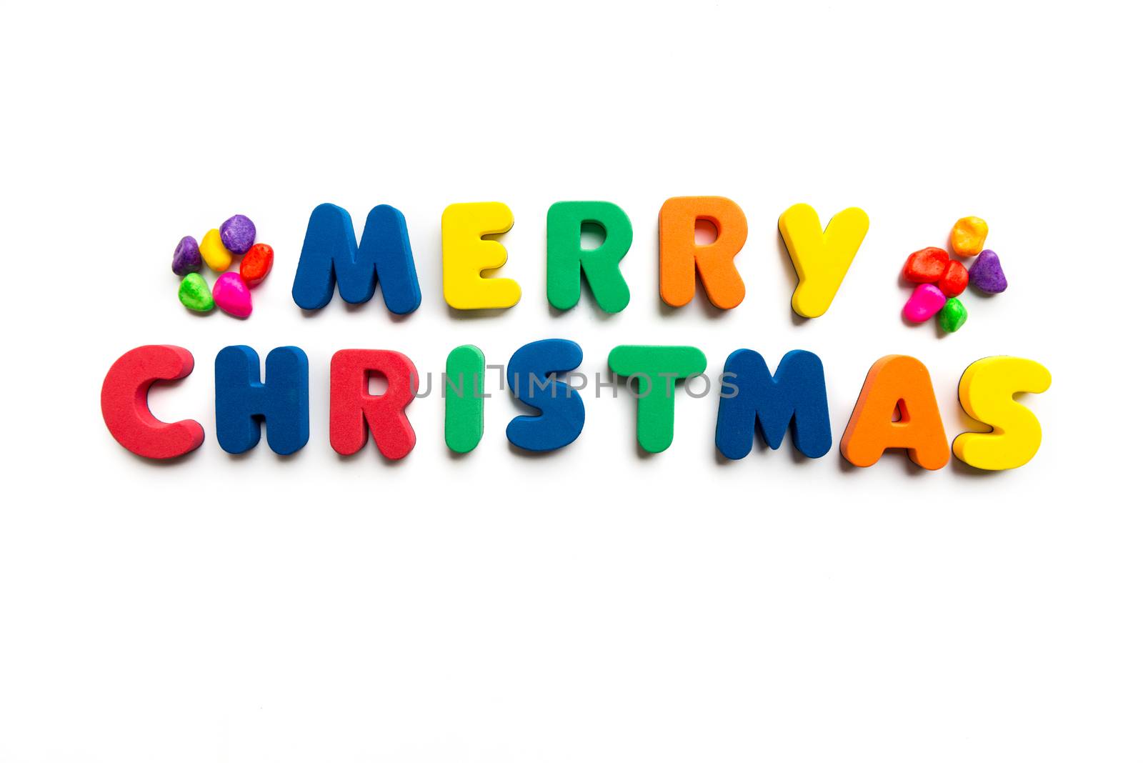 colorful merry christmas word on the white background