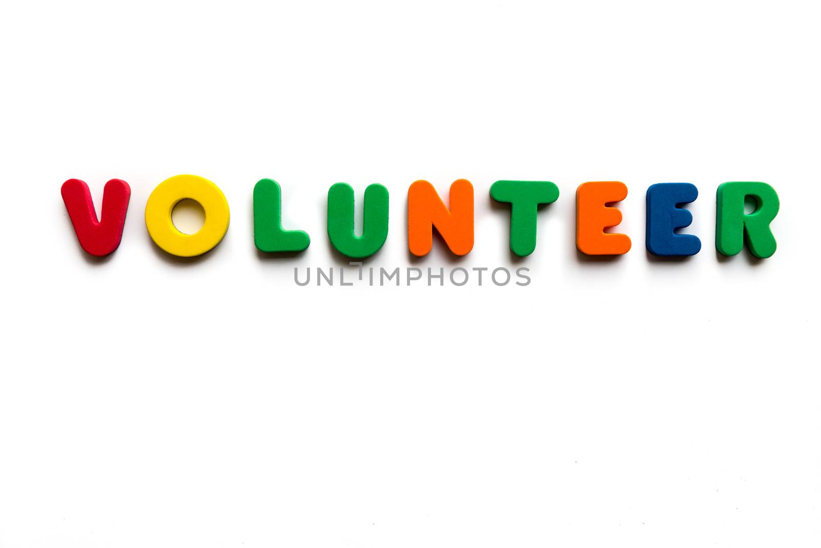 volunteer colorful word on the white background