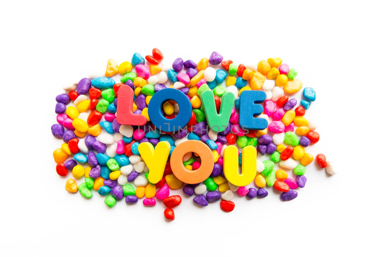 love you colorful word on the white background