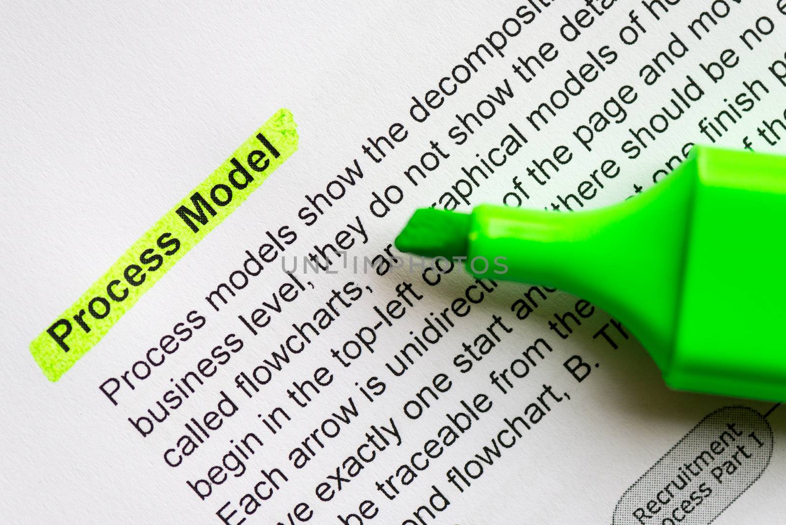 process model highlighted by green marker