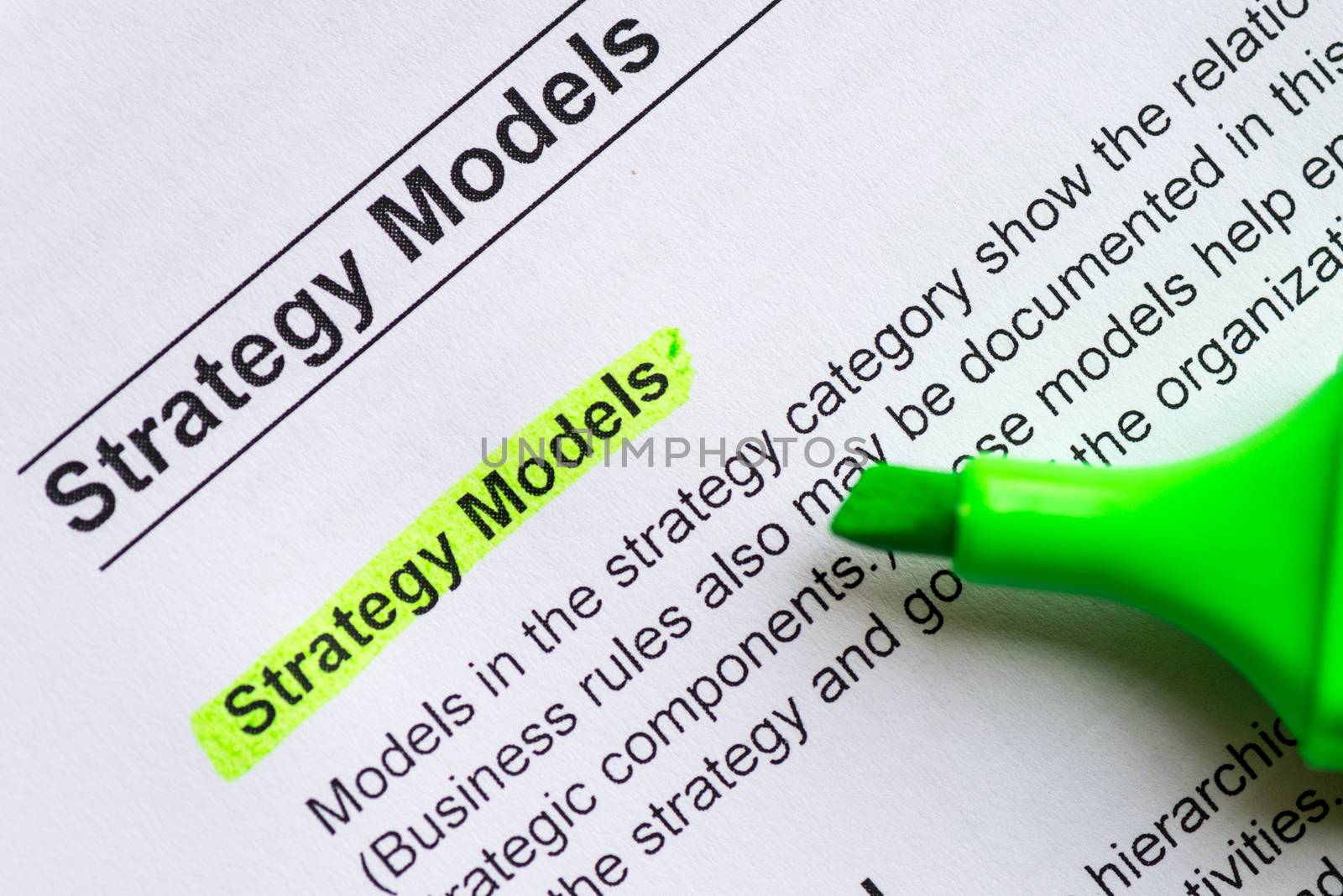 strategy models highlighted by green marker