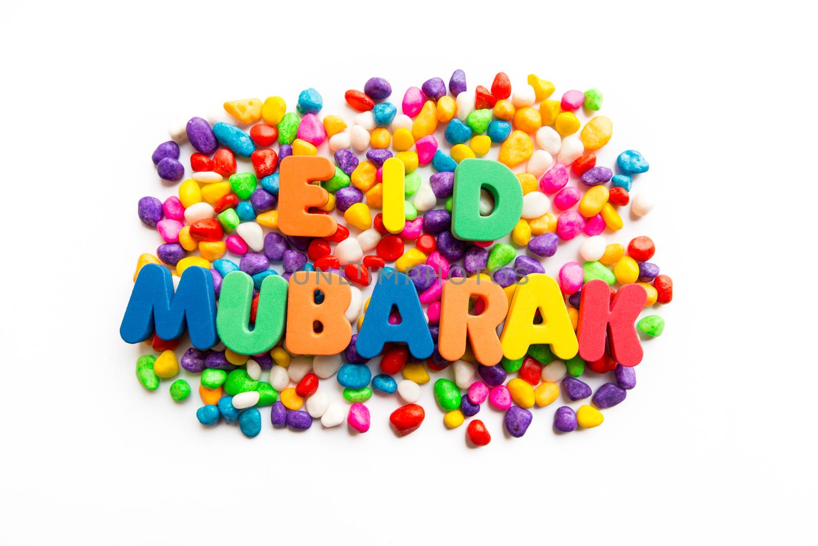 eid mubarak colorful word on the white background