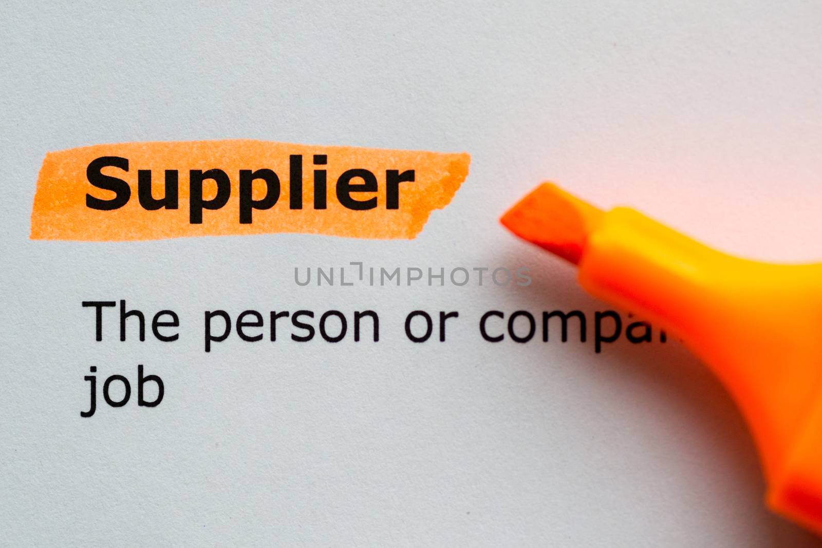 supplier word highlighted on the white background