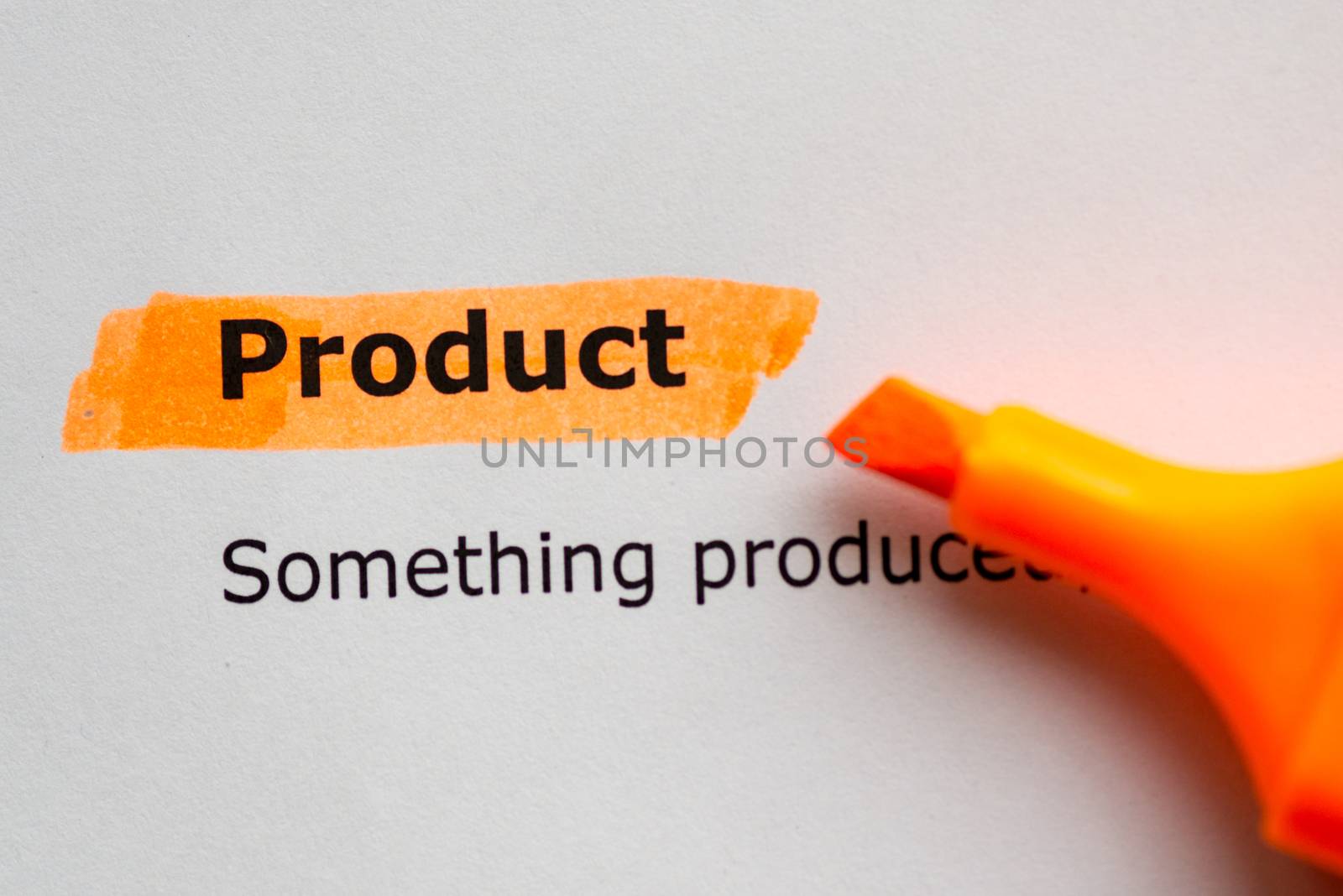 product word highlighted on the white background