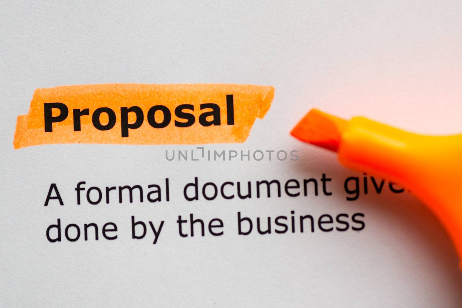 proposal word highlighted on the white background