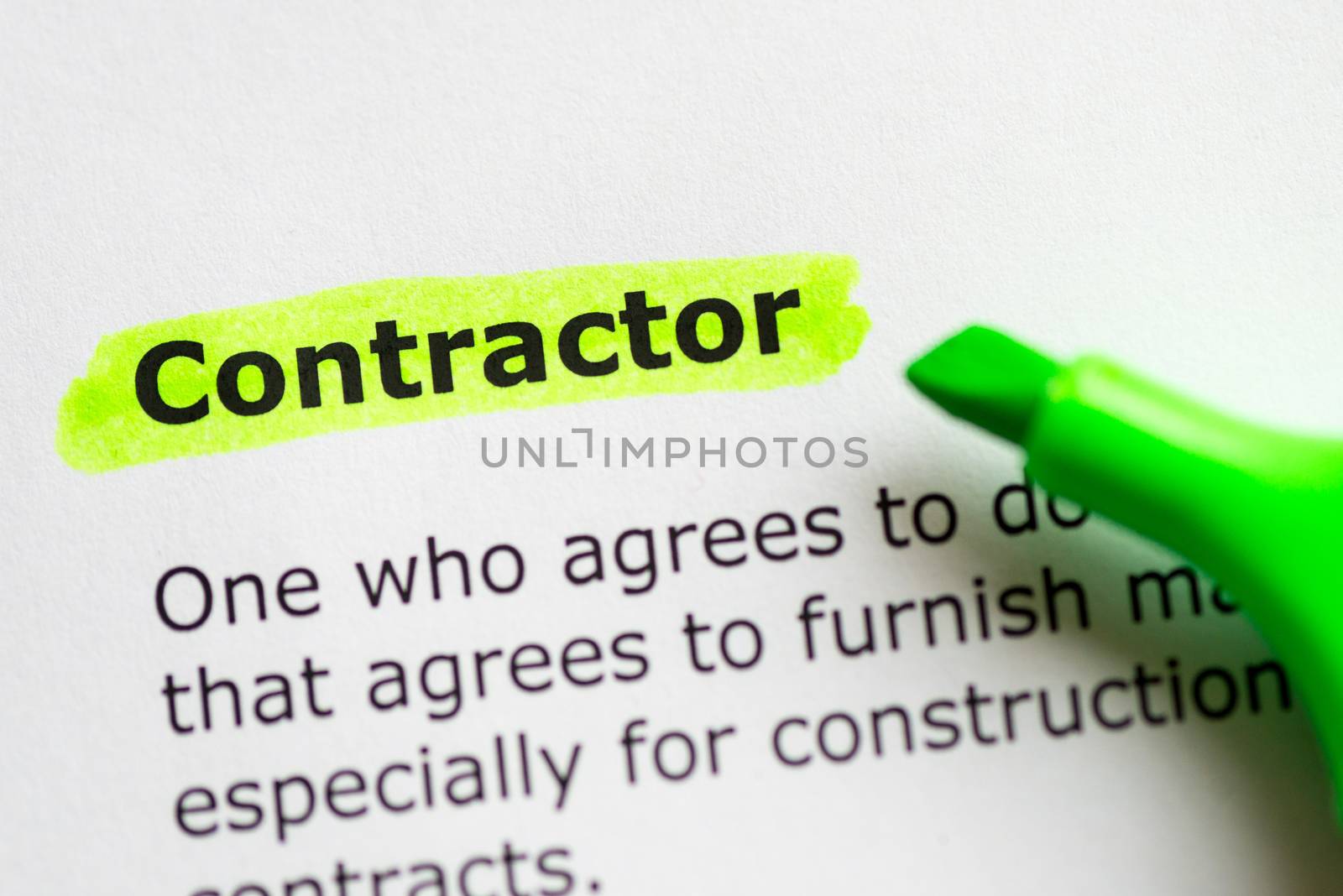 contractor word highlighted on the white background