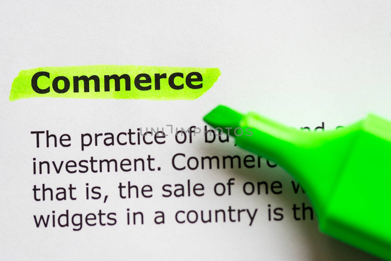 commerce word highlighted on the white background