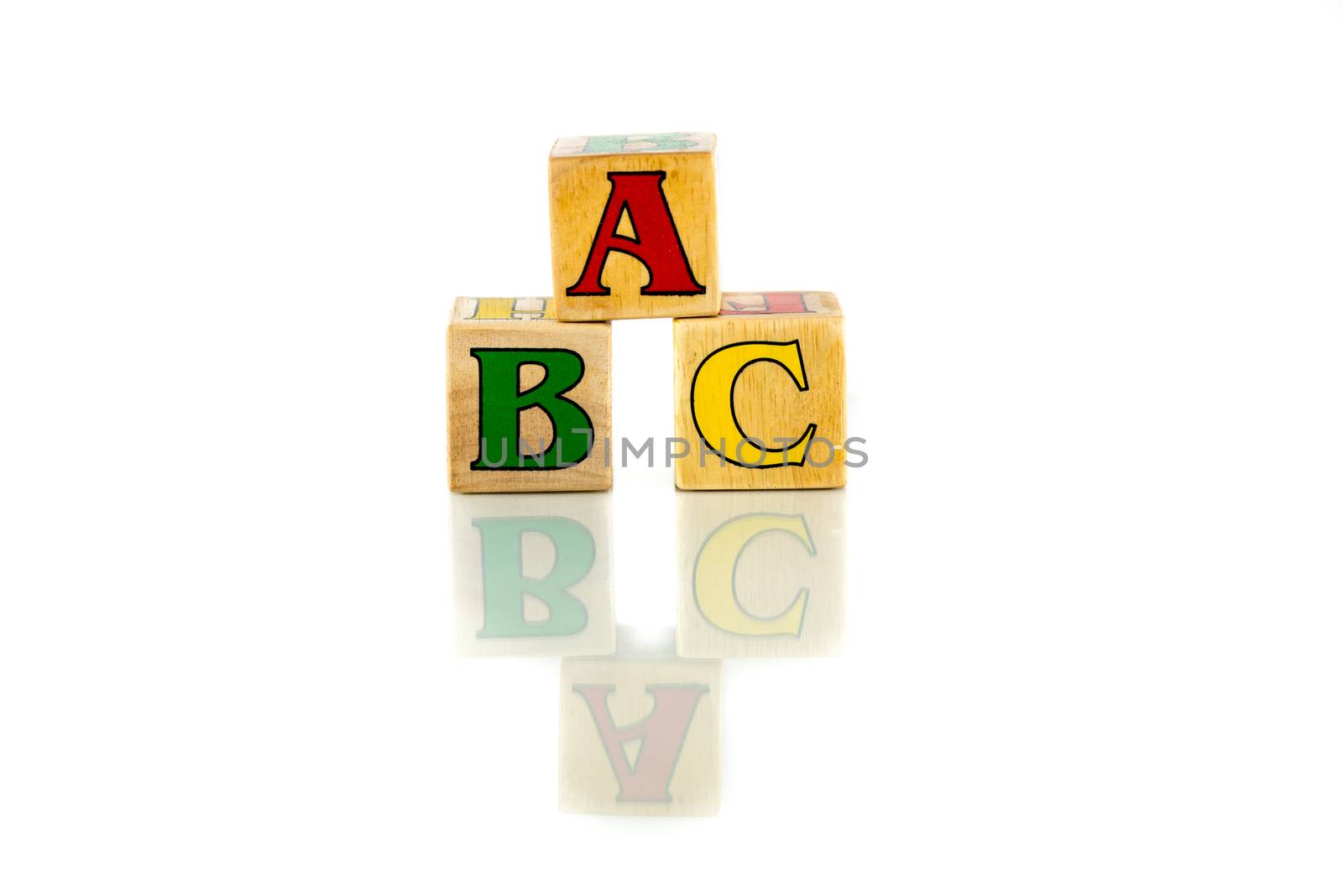 abc block colorful words on the white background