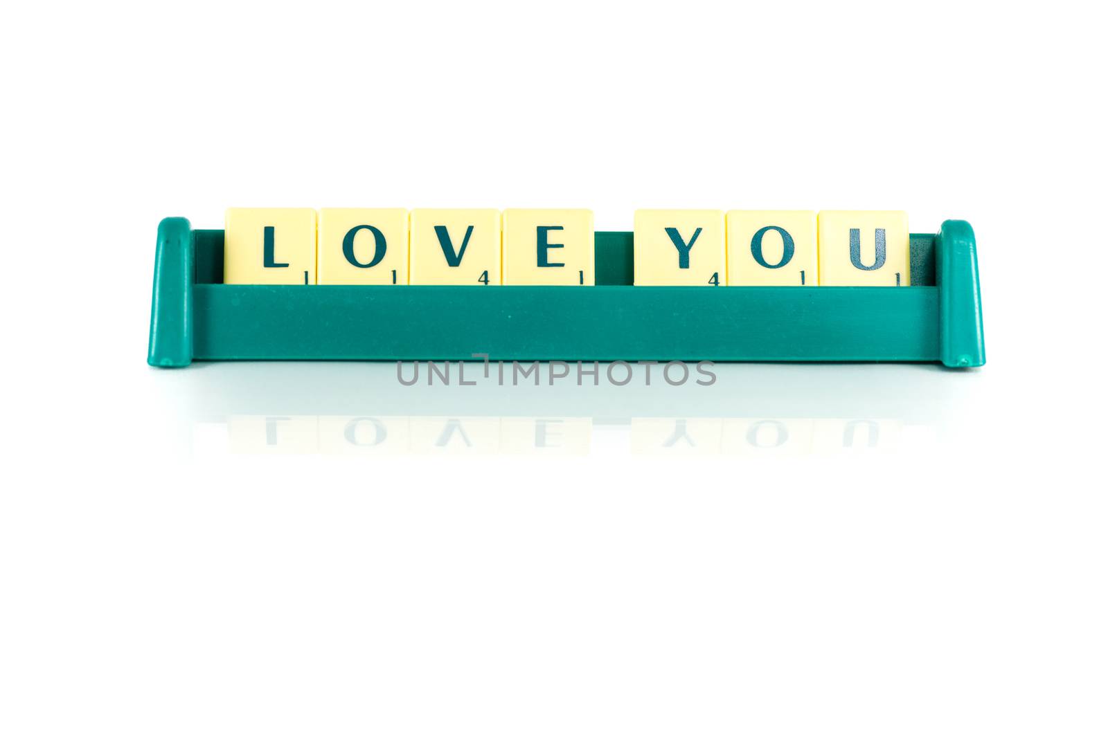 love you colorful words on the white background