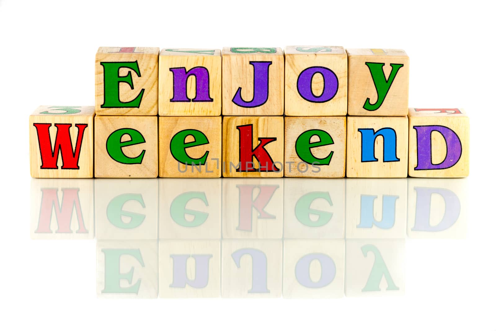 enjoy weekend colorful words on the white background