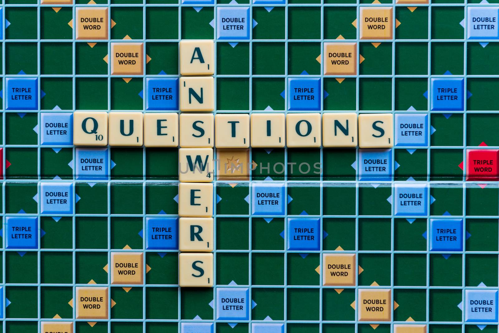 questions and answers Crossword on the colorful game board