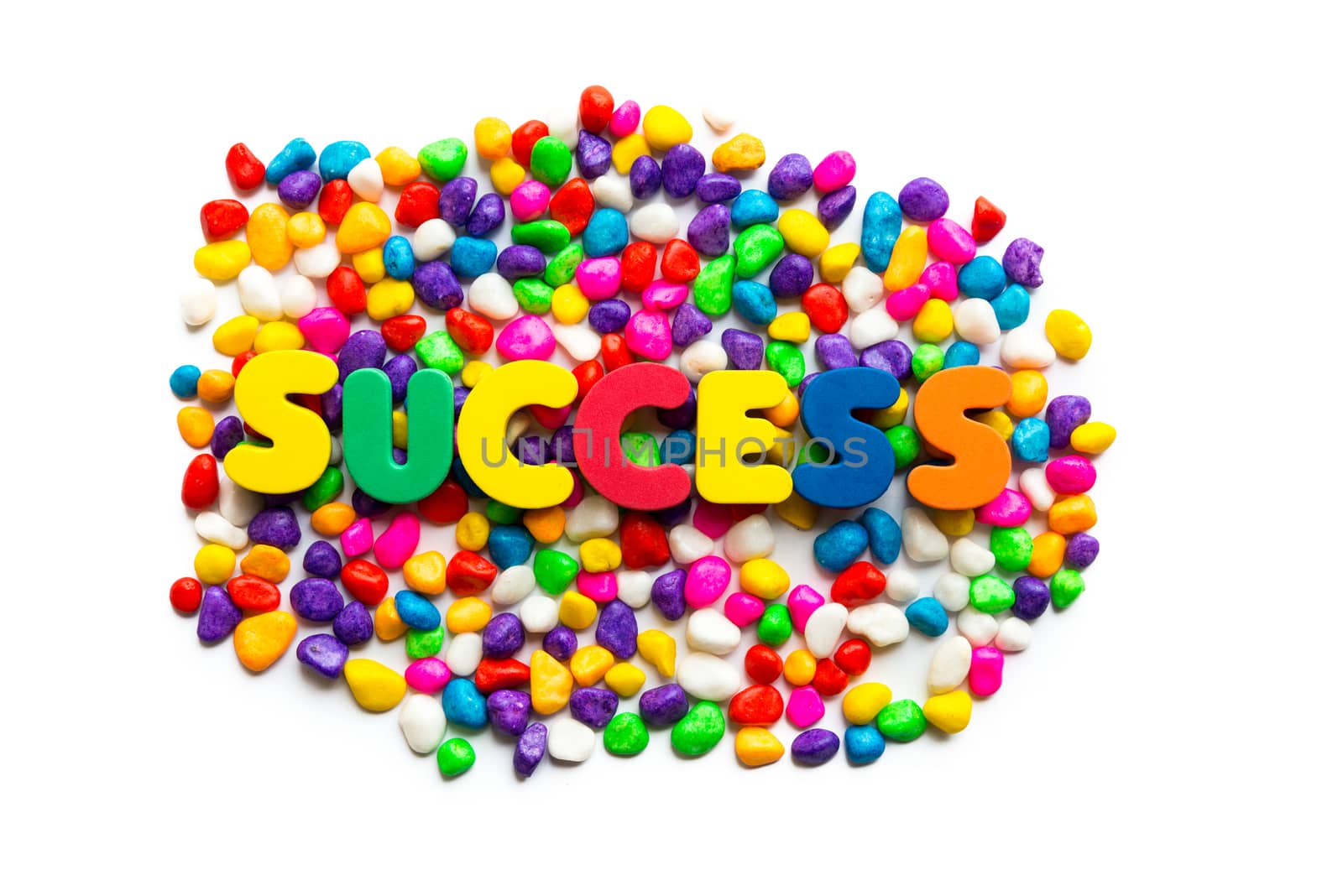 success words on the colorful stone and white background