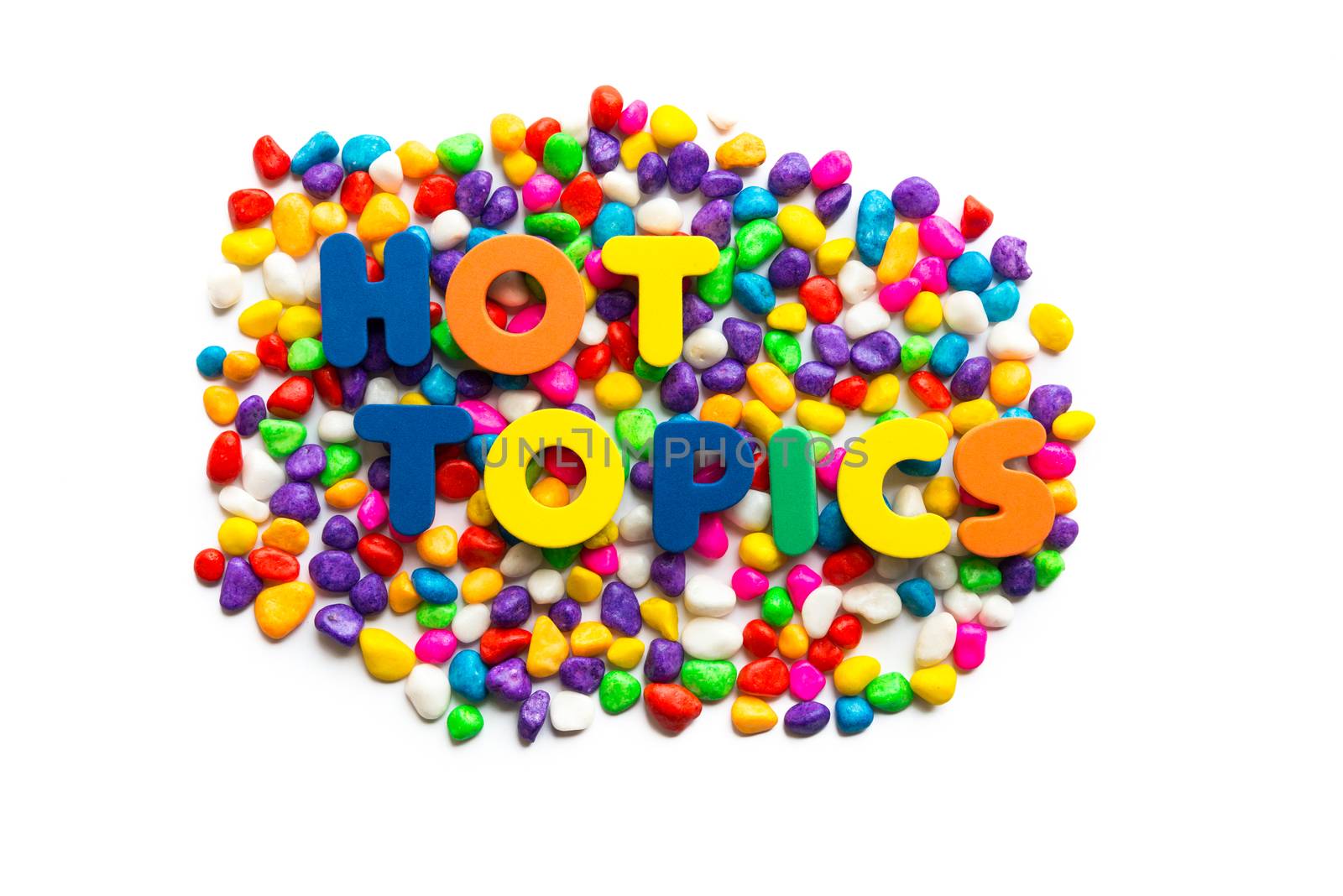 hot topic words on the colorful stone and white background