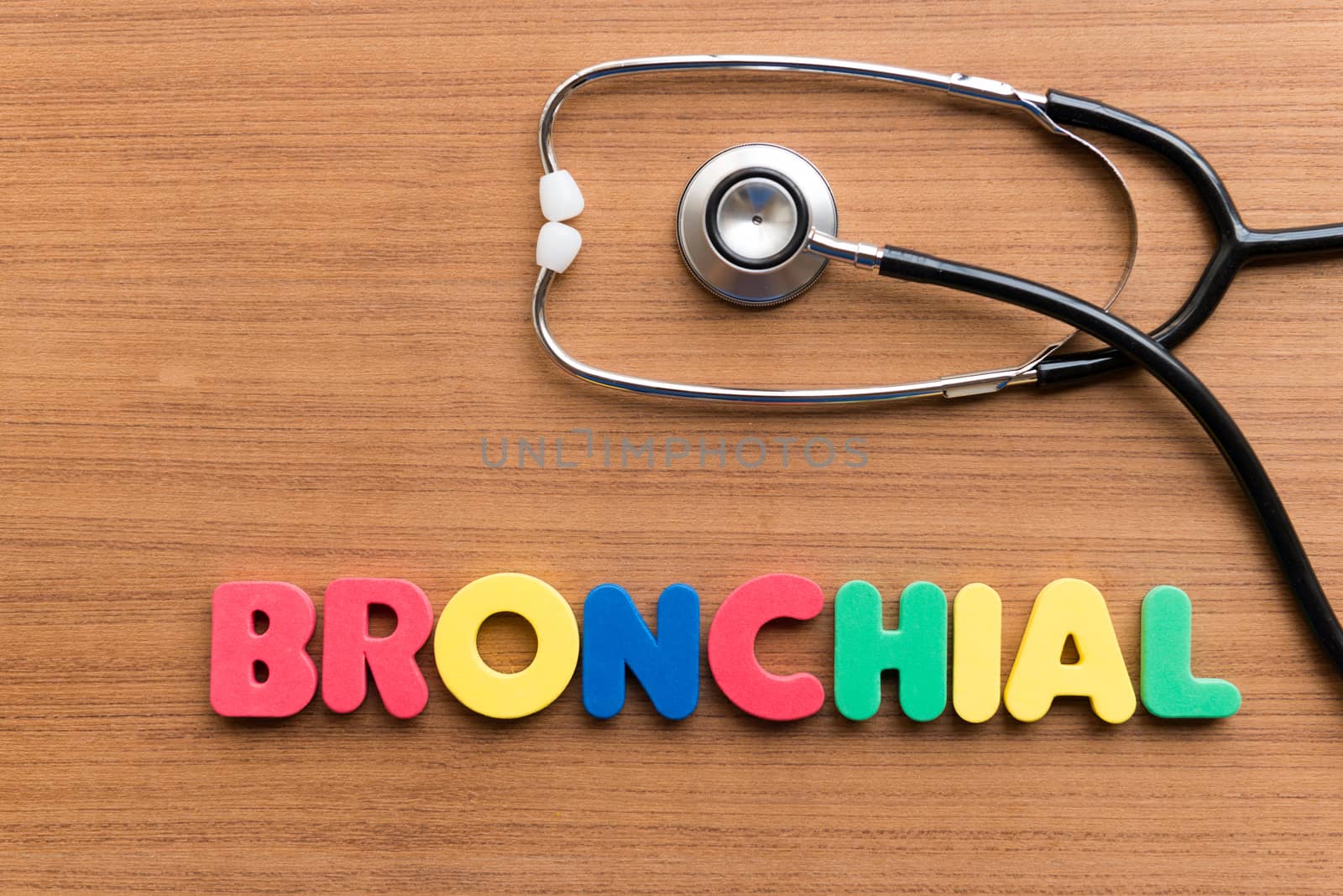 BRONCHIAL colorful word on the wooden background