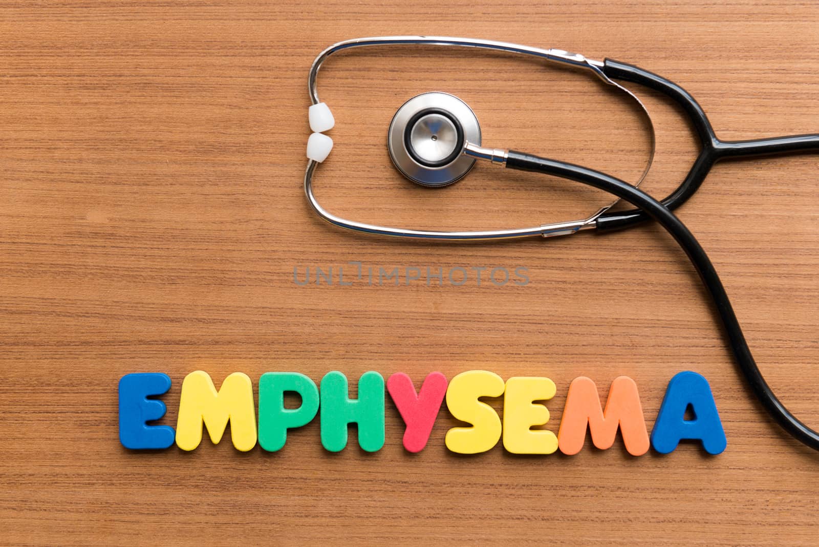 emphysema colorful word on the wooden background