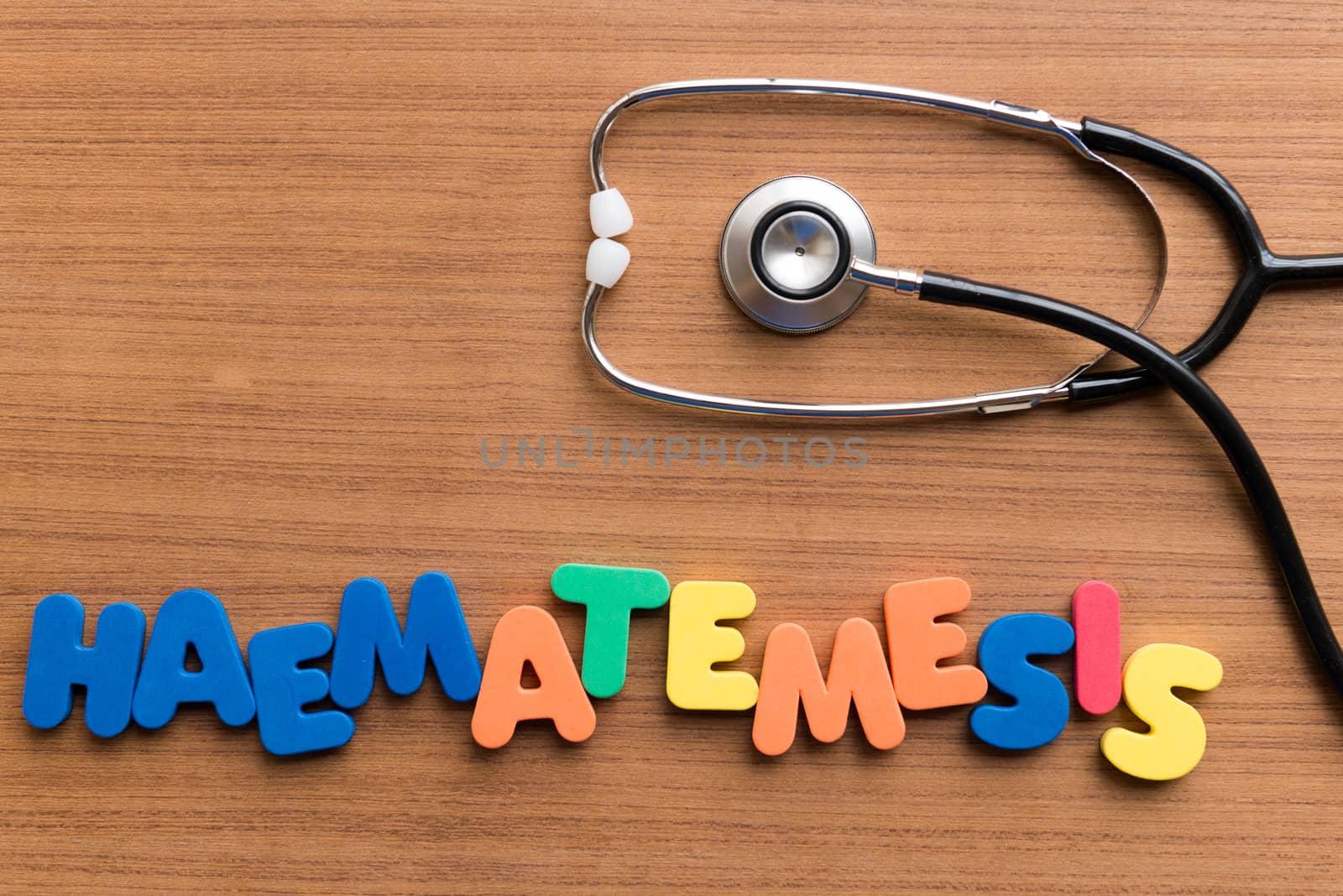 haematemesis colorful word on the wooden background