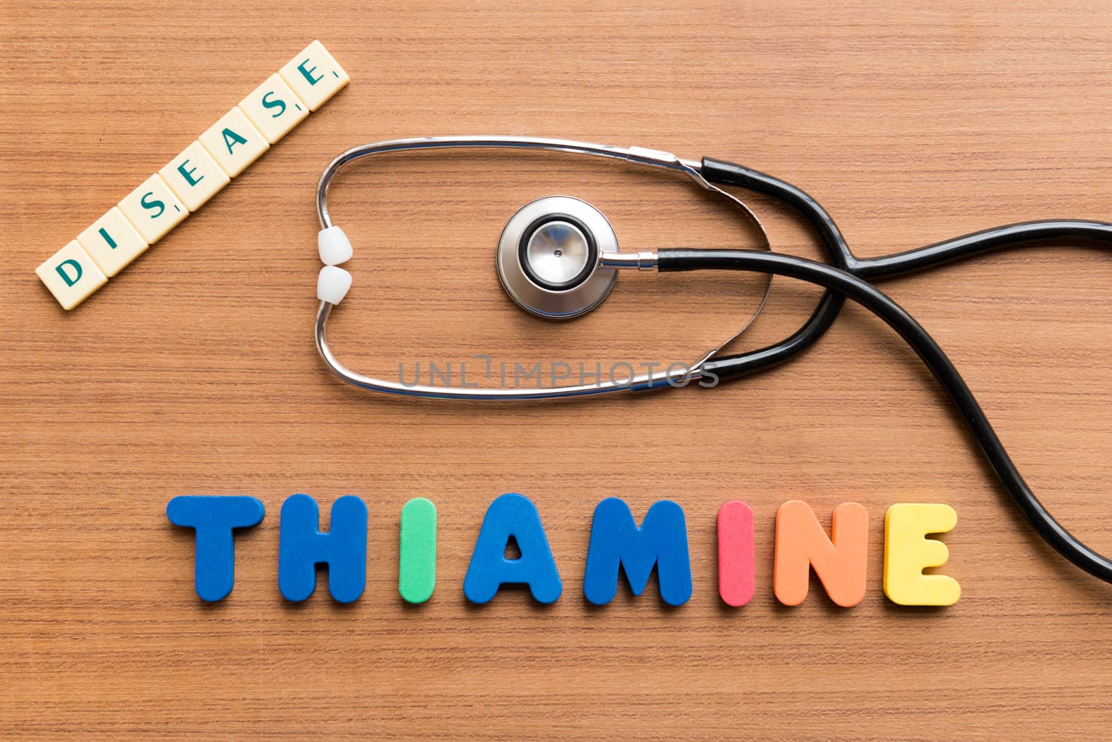 thiamine word on the wooden background