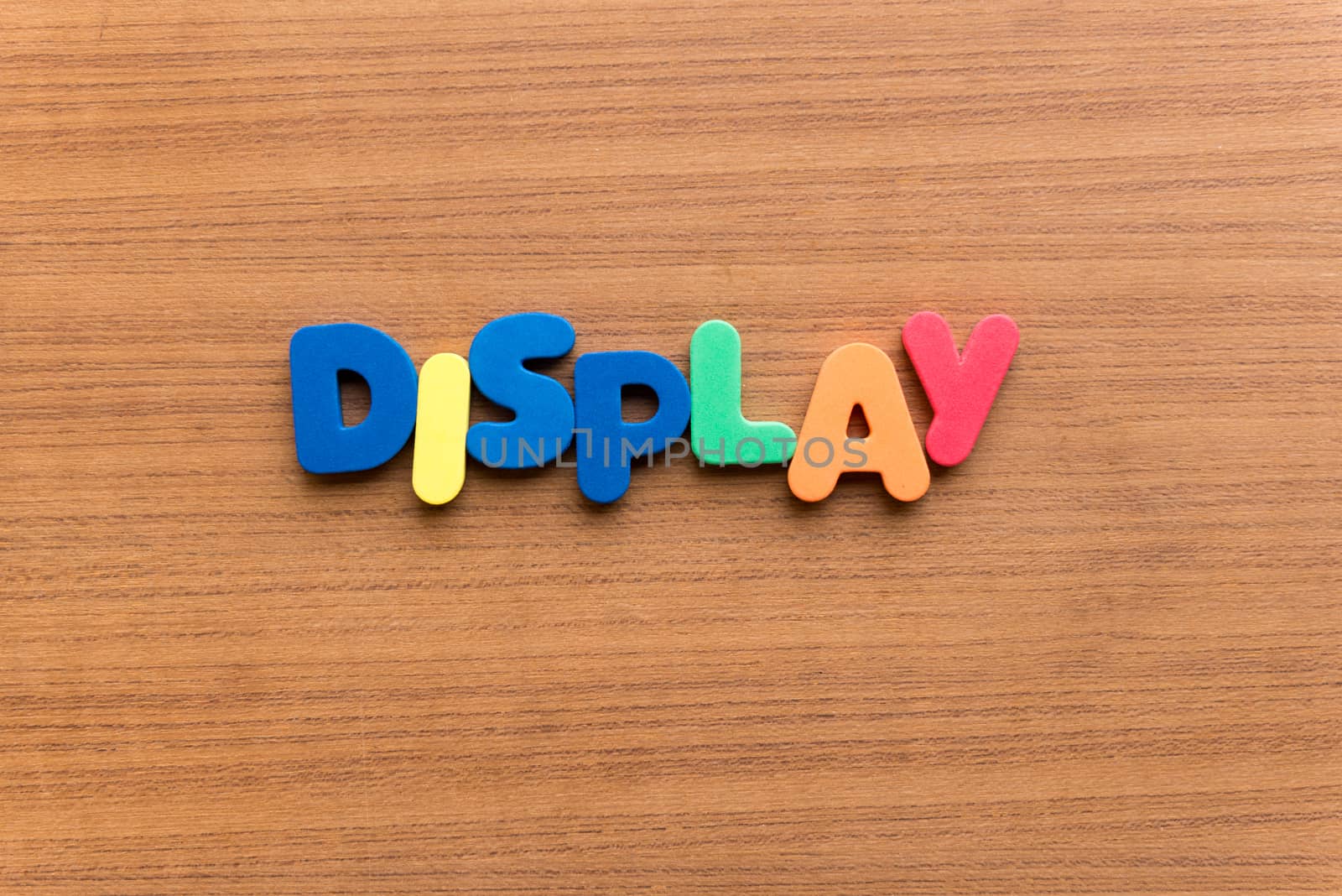 display colorful word on the wooden background