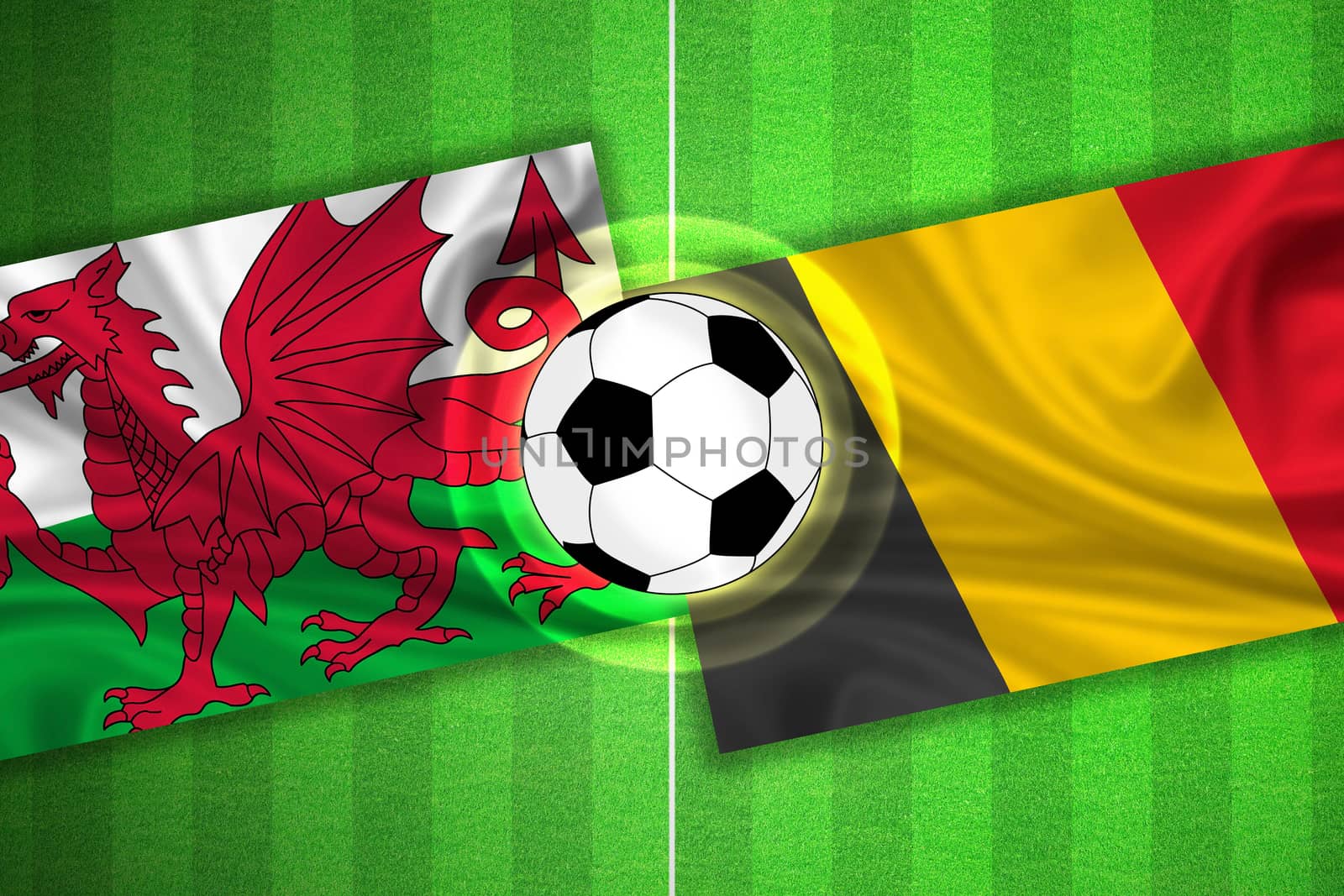 Wales - Belgium - Soccer field with ball by aldorado