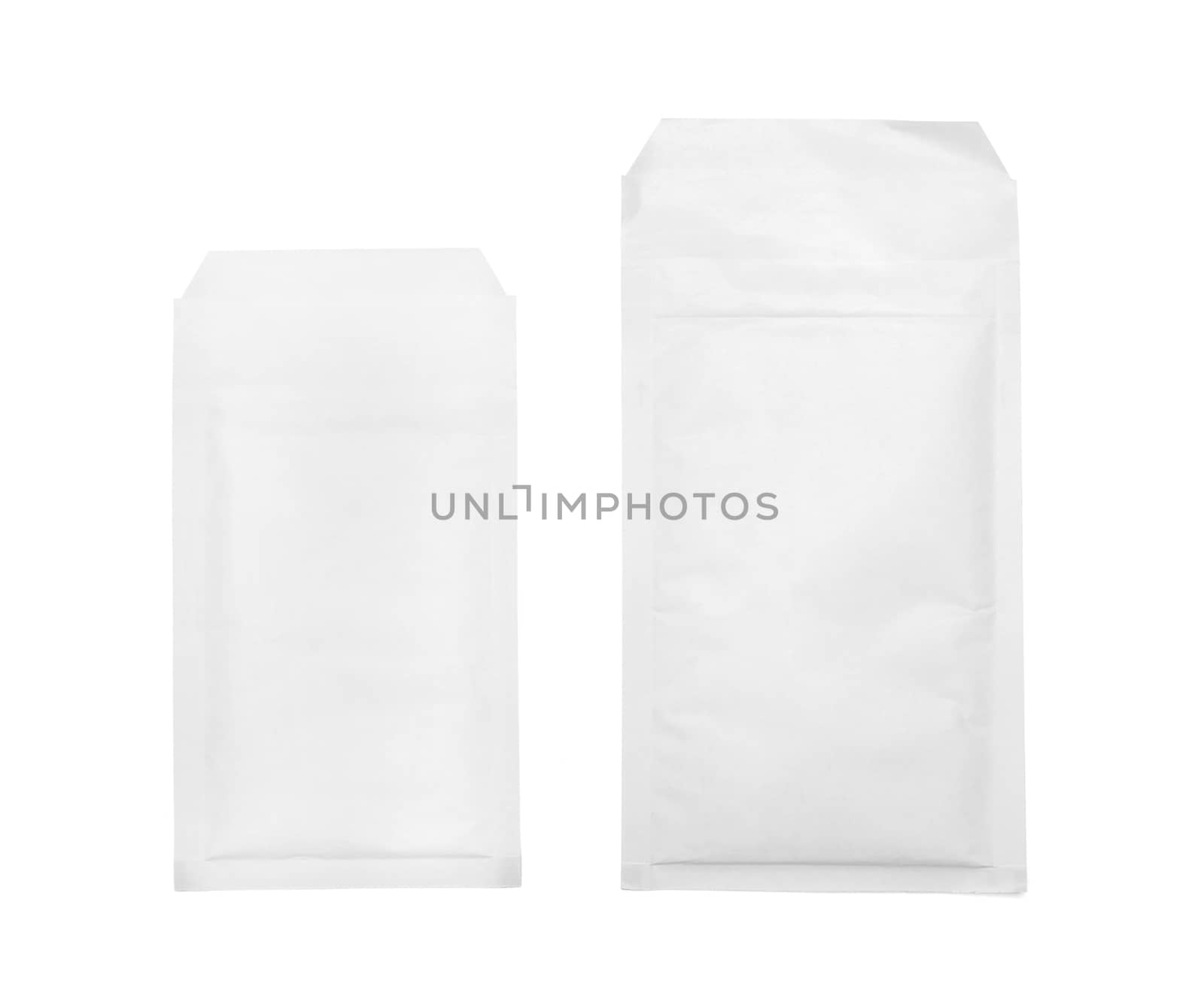 Thick white envelope on a white background