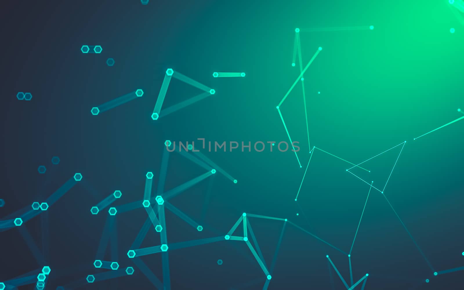 Abstract polygonal space low poly dark background with connecting dots and lines. Connection structure. 3d rendering