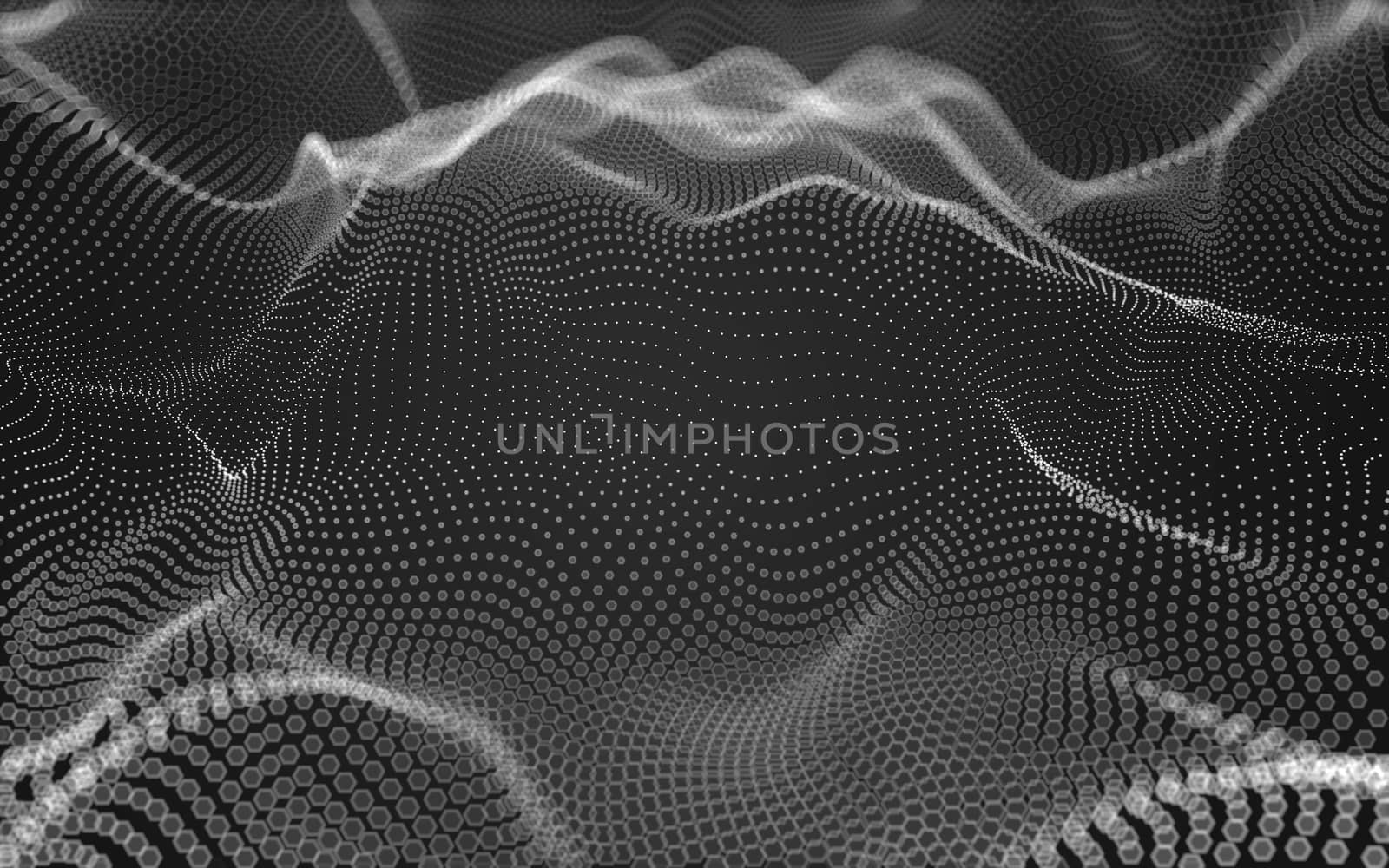 Abstract polygonal space low poly dark background, 3d rendering by teerawit