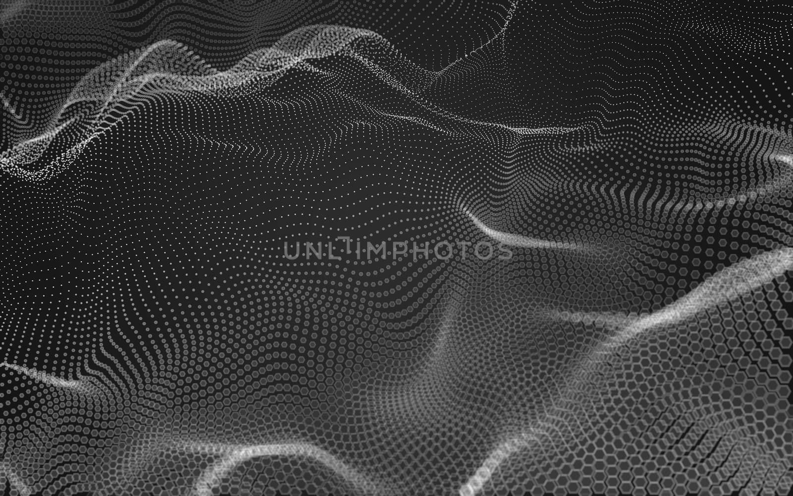 Abstract polygonal space low poly dark background, 3d rendering by teerawit