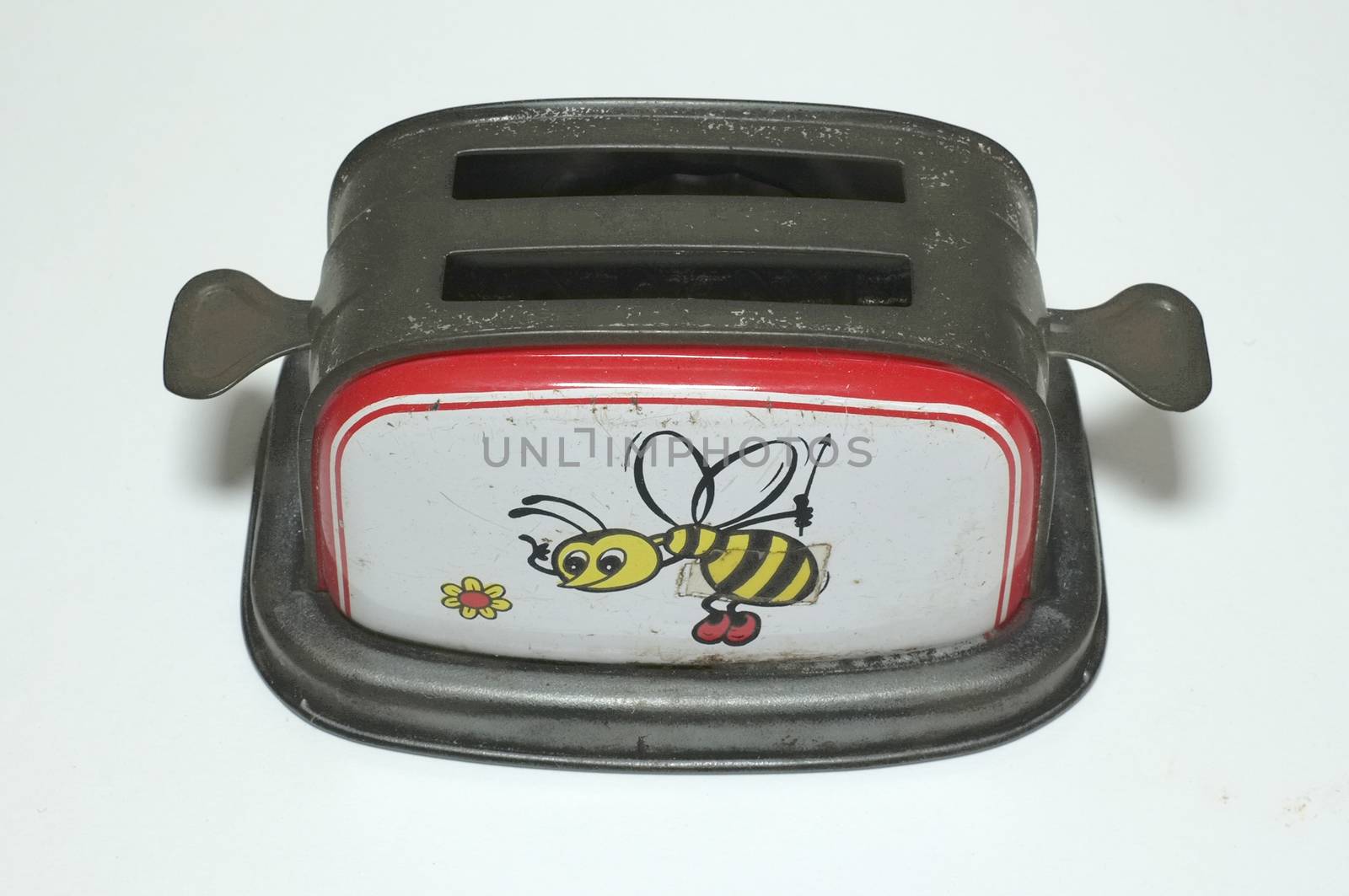 Old Fashioned Toaster toy with bee cartoon