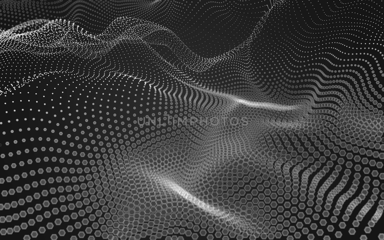 Abstract polygonal space low poly dark background with connecting dots and lines. Connection structure. 3d rendering