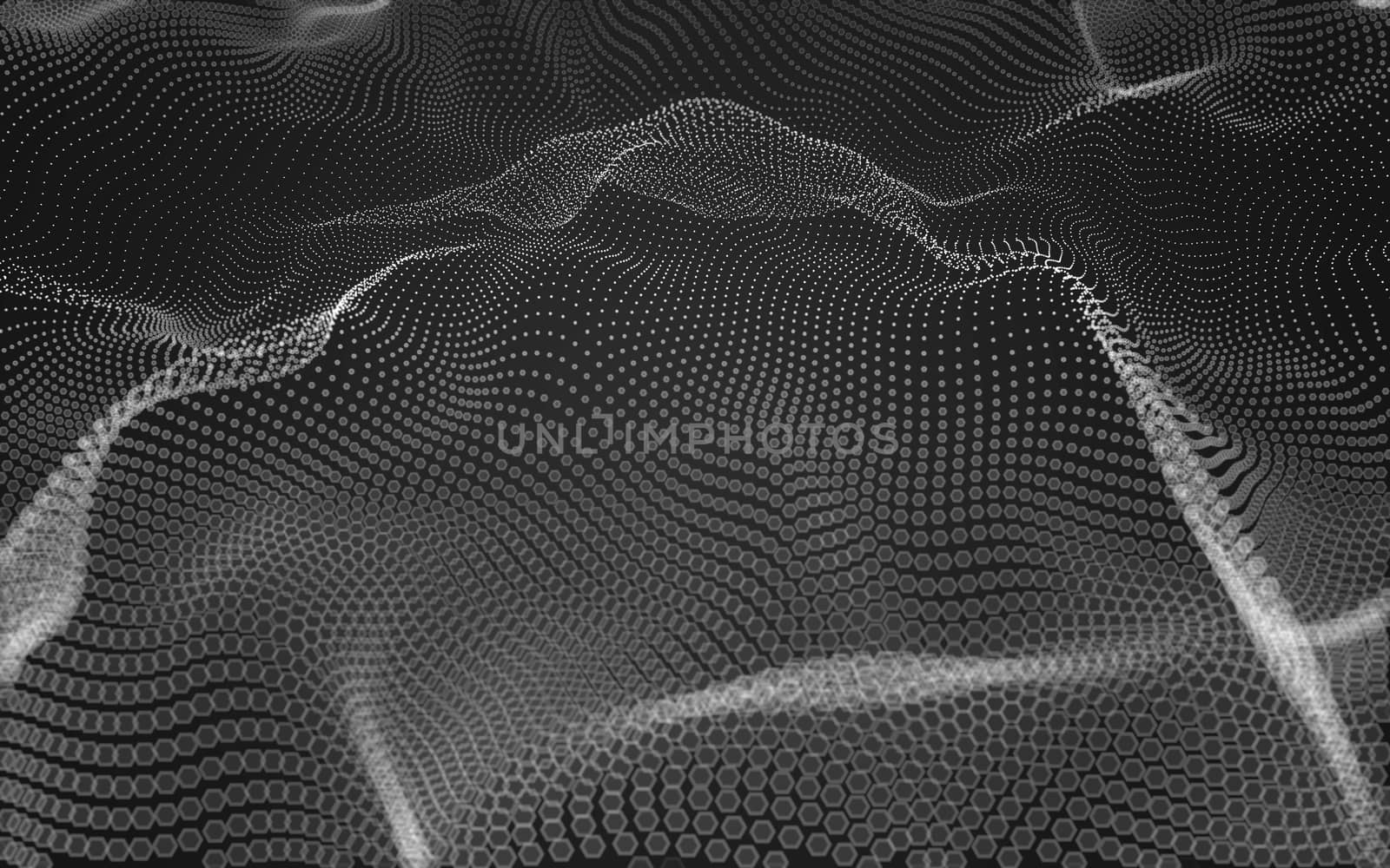 Abstract polygonal space low poly dark background with connecting dots and lines. Connection structure. 3d rendering