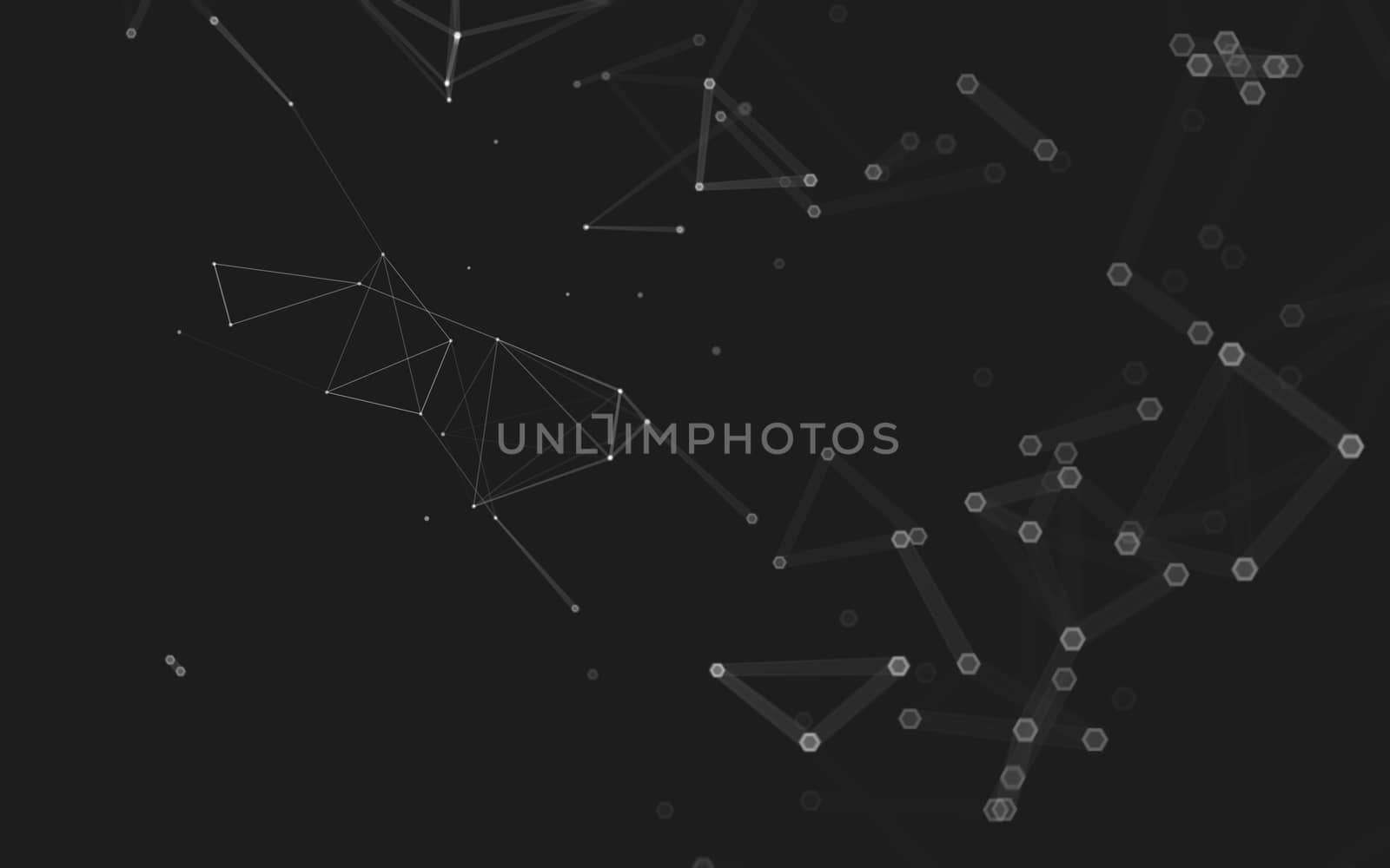 Abstract polygonal space low poly dark background, 3d rendering by teerawit