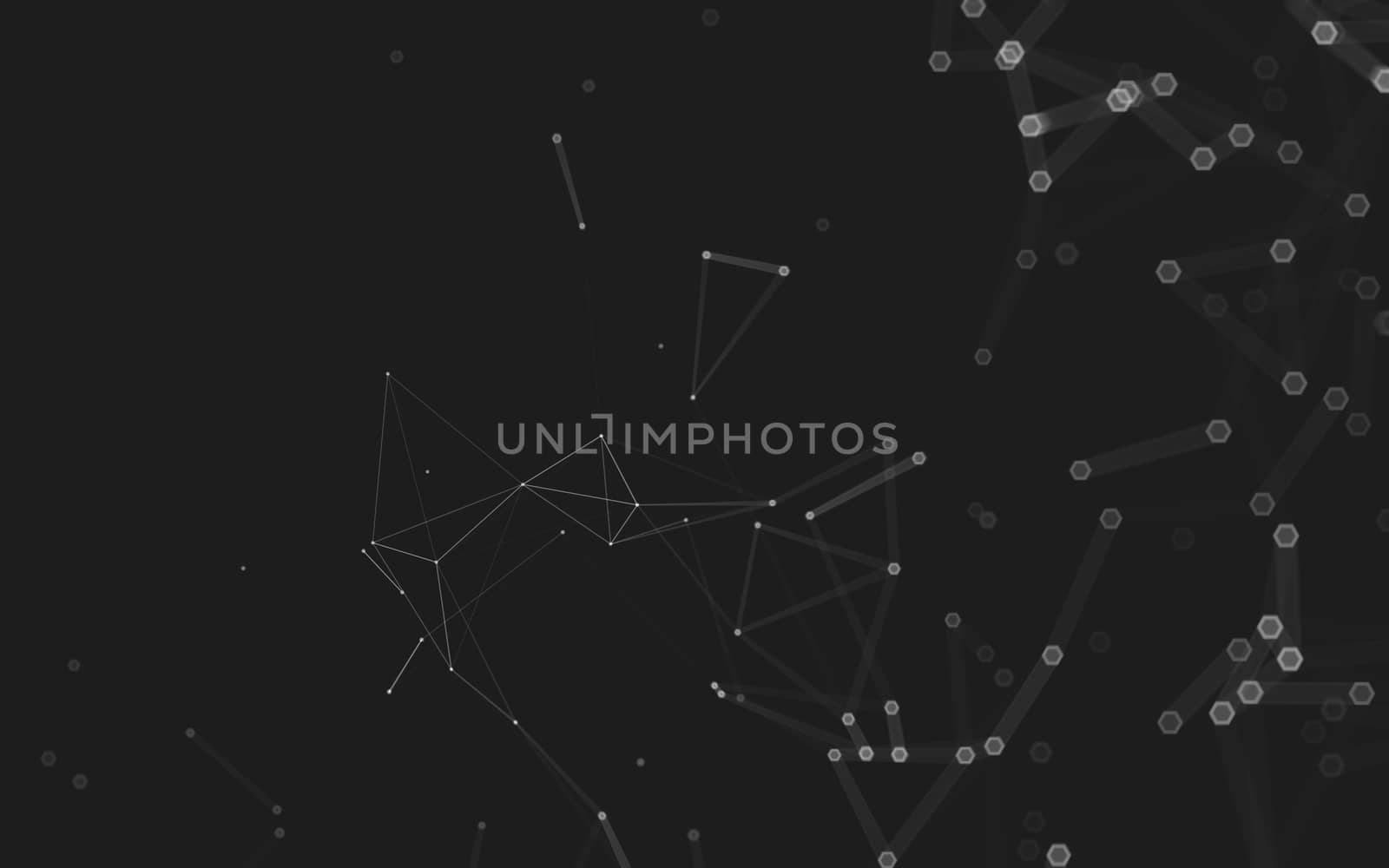 Abstract polygonal space low poly dark background with connecting dots and lines. Connection structure. 3d rendering