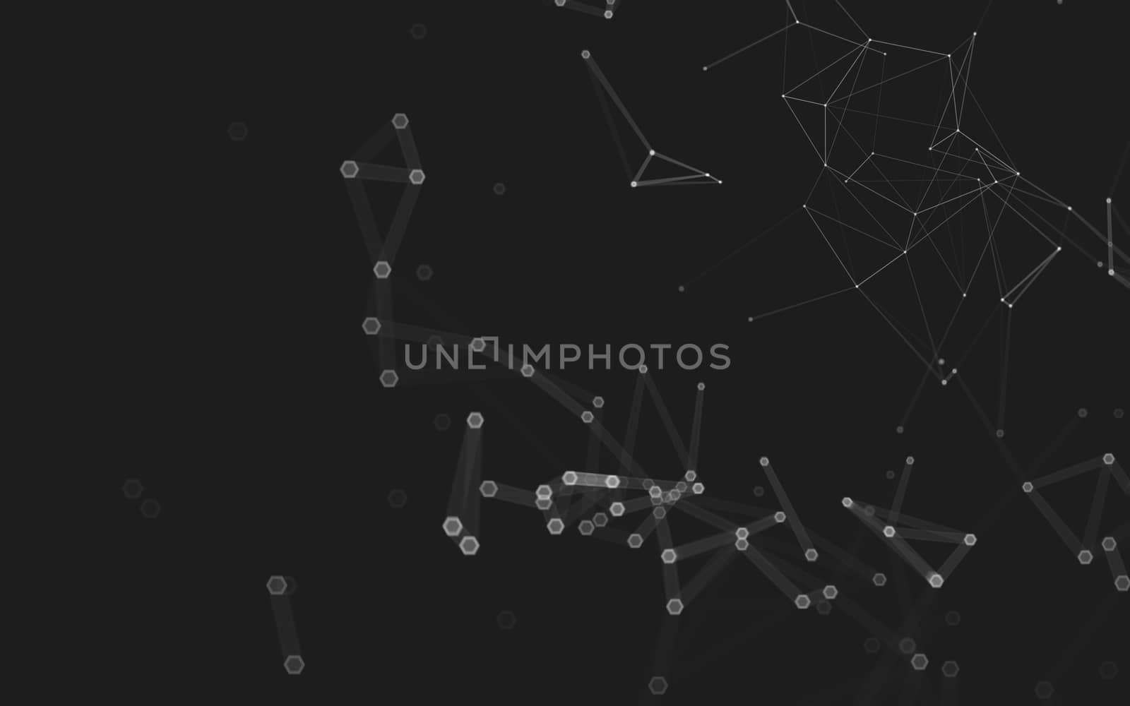 Abstract polygonal space low poly dark background with connecting dots and lines. Connection structure. 3d rendering