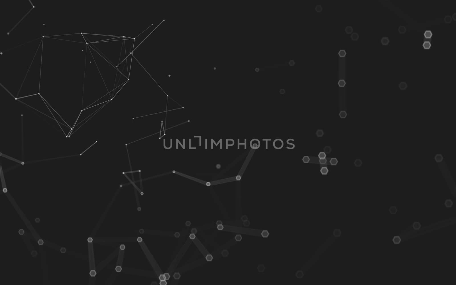 Abstract polygonal space low poly dark background with connecting dots and lines. Connection structure. 3d rendering