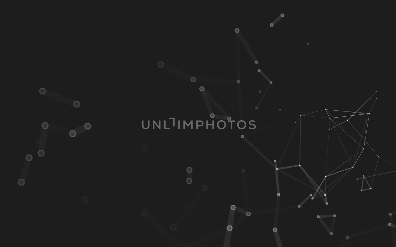 Abstract polygonal space low poly dark background with connecting dots and lines. Connection structure. 3d rendering