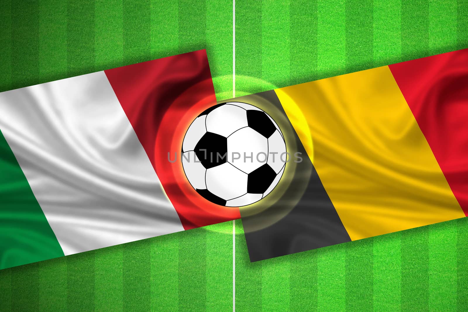 Italy - Belgium - Soccer field with ball by aldorado