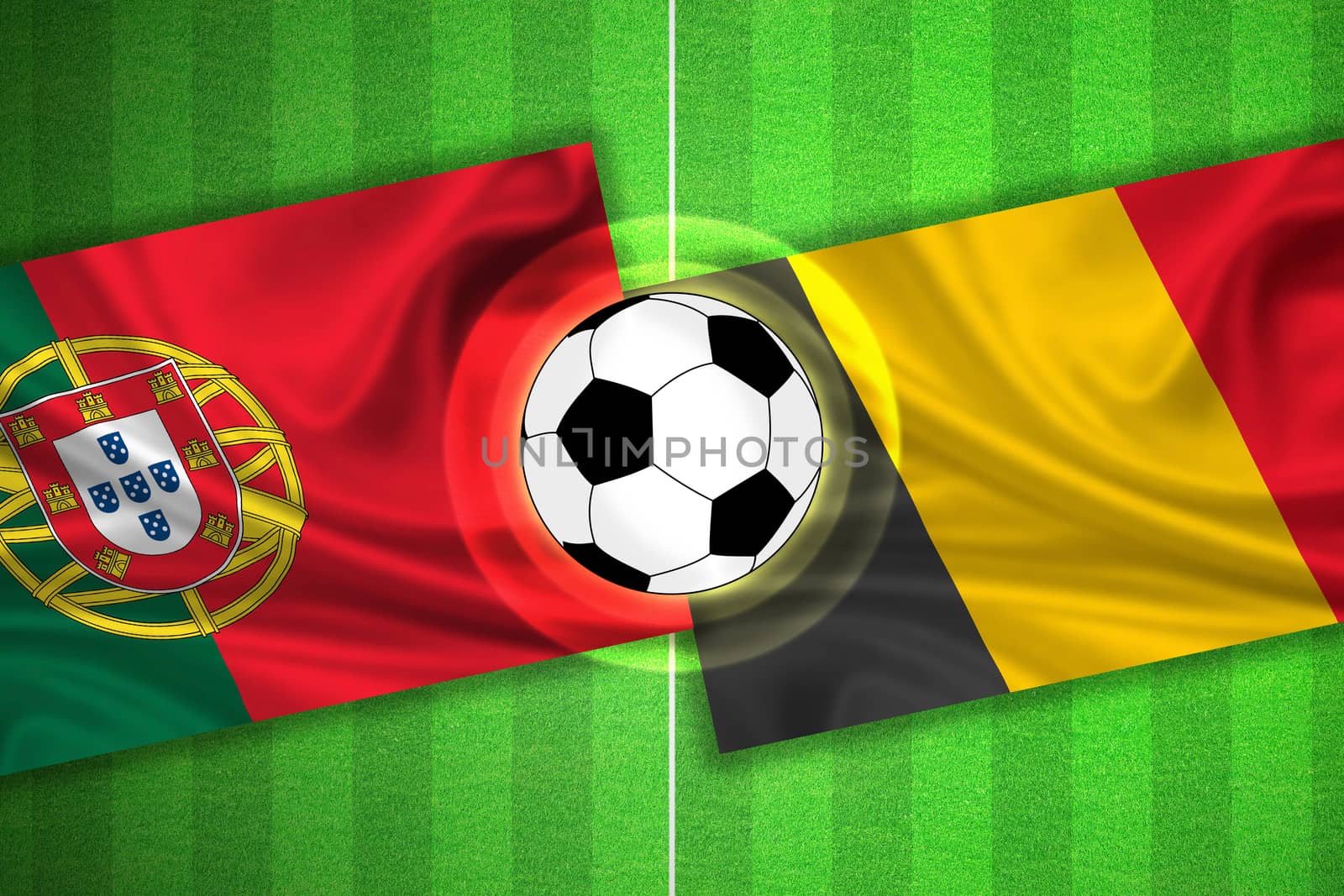 Portugal - Belgium - Soccer field with ball by aldorado