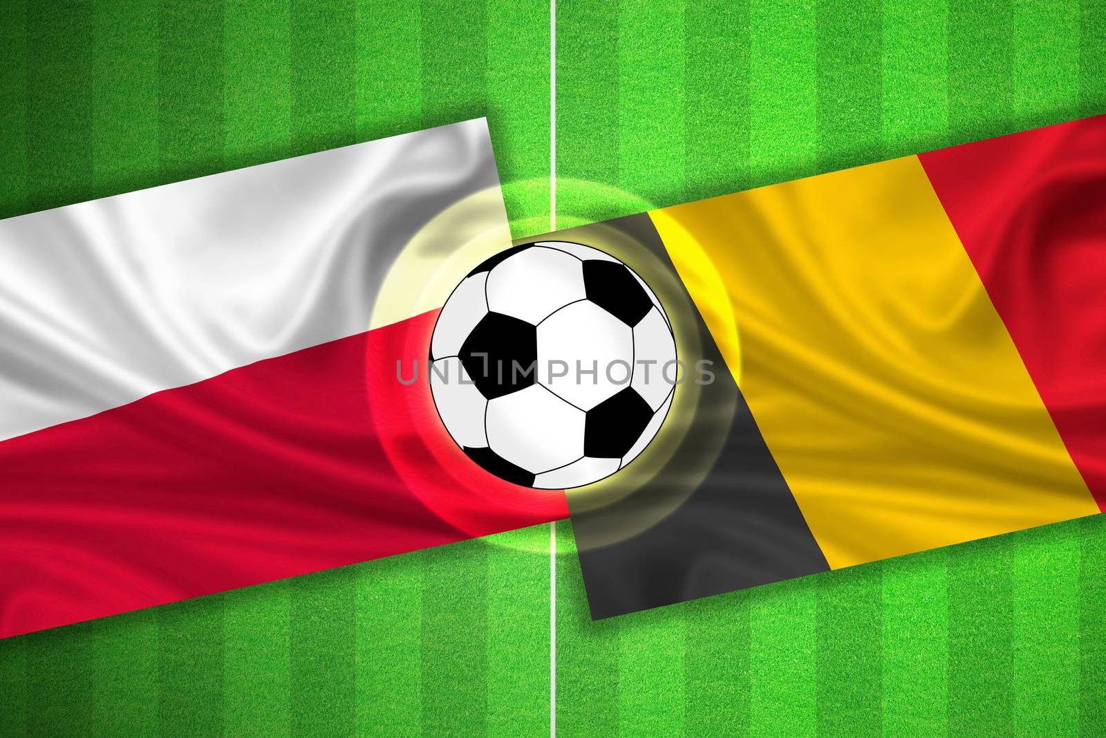 Poland - Belgium - Soccer field with ball by aldorado