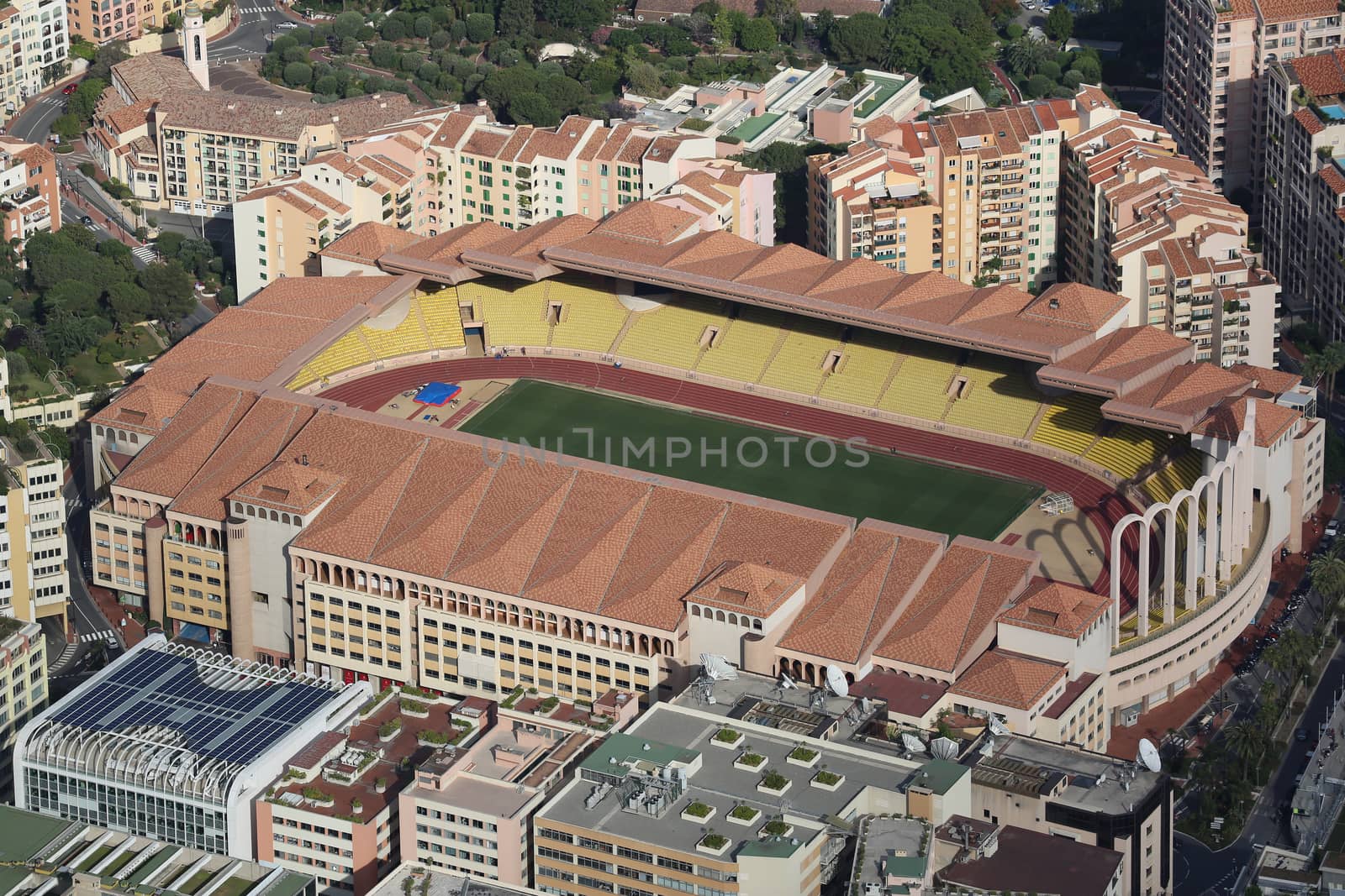 Aerial view of Stade Louis II in Monaco by bensib