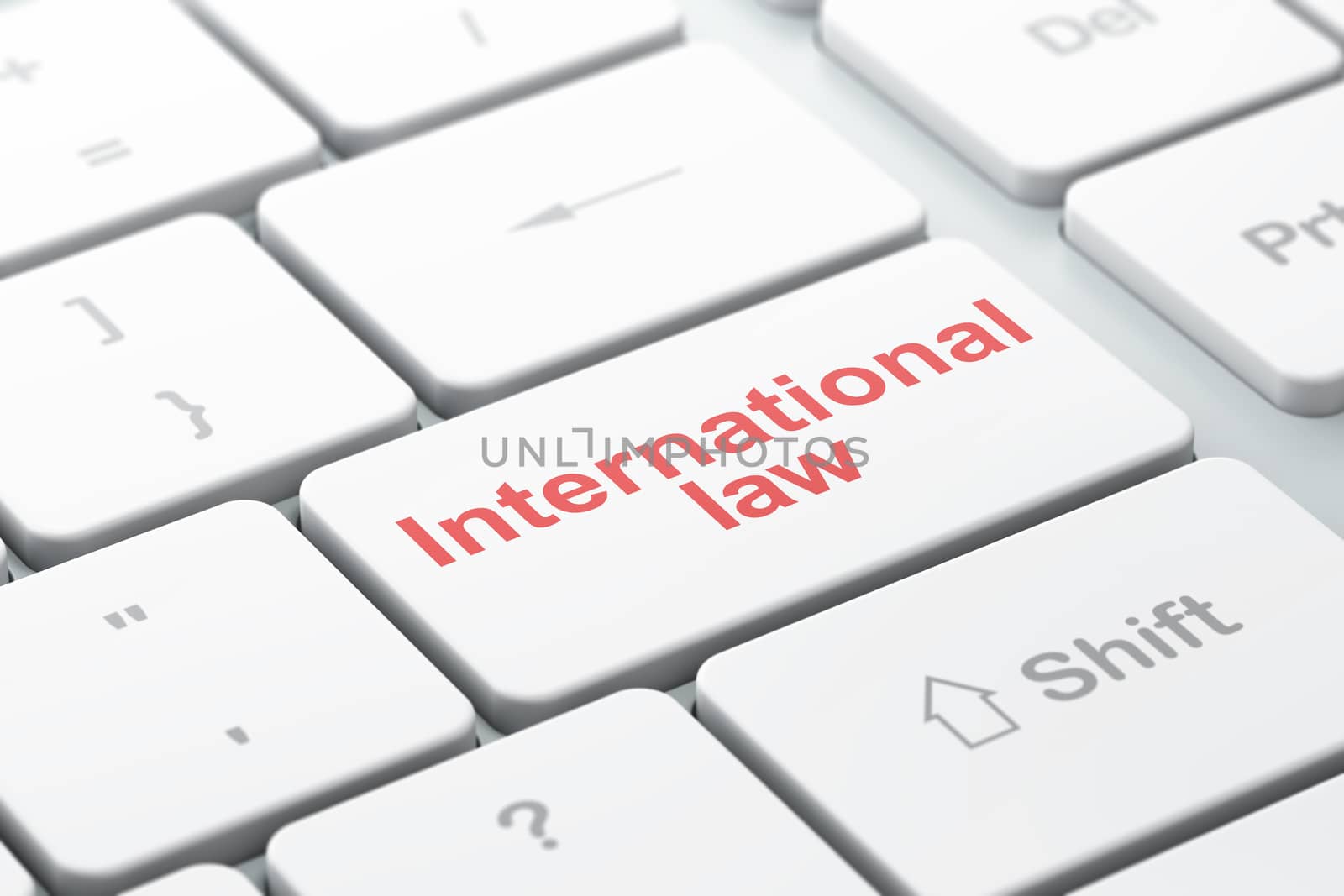 Political concept: International Law on computer keyboard background by maxkabakov