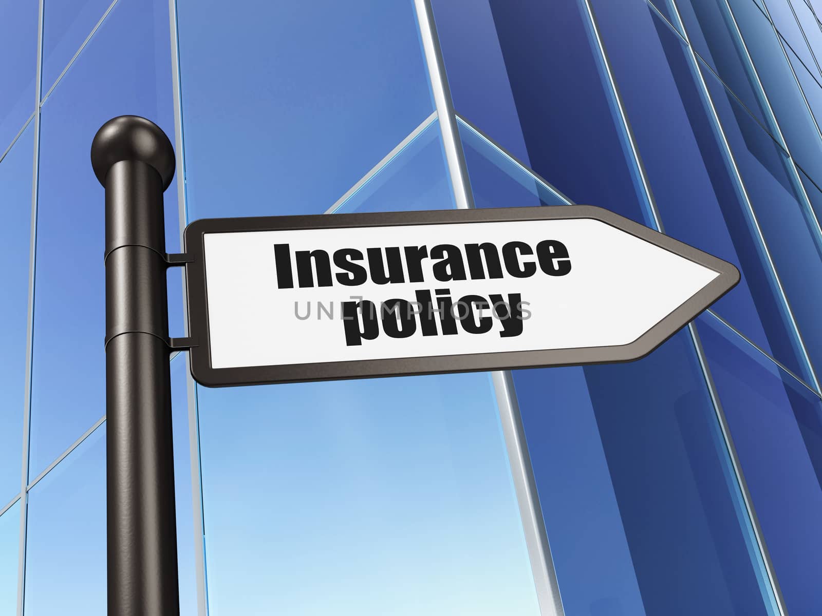 Insurance concept: sign Insurance Policy on Building background, 3D rendering