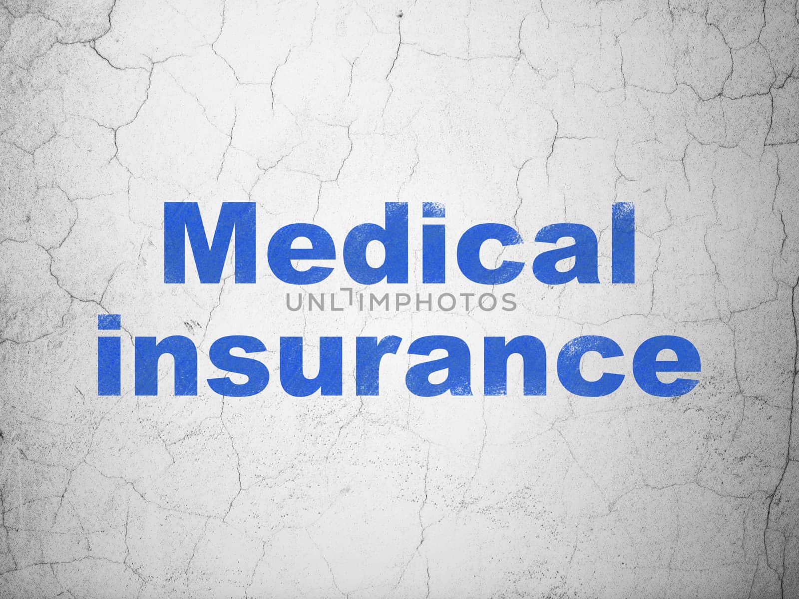 Insurance concept: Blue Medical Insurance on textured concrete wall background