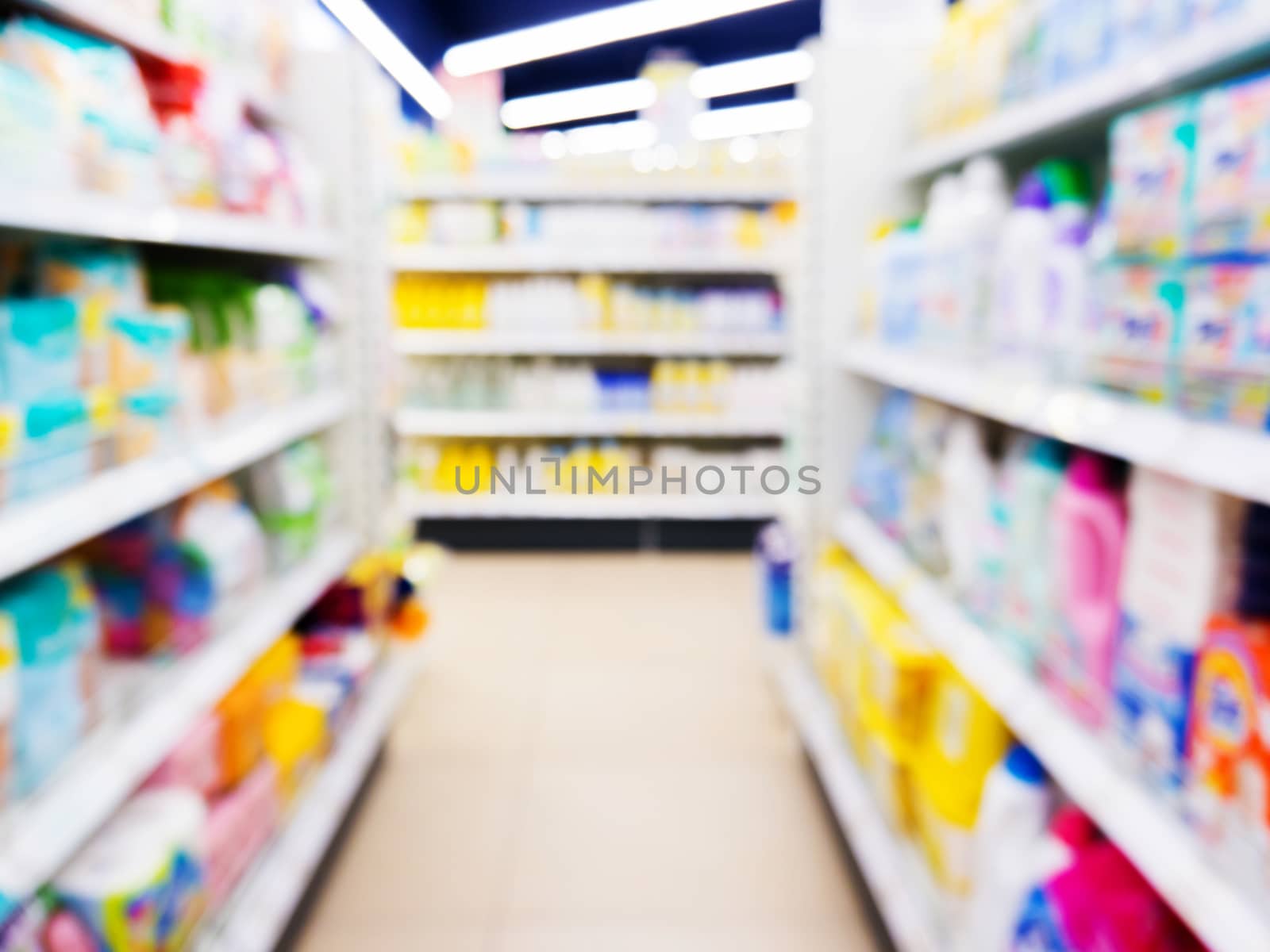 Blurred of aisle kids toy store background with bokhe