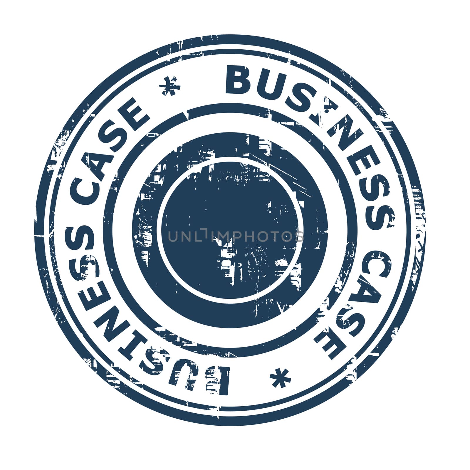 Business case concept rubber stamp isolated on a white background.
